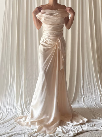 Gemy Maalouf Silk Charmeuse Cowl Neck Draped Gown - M/6