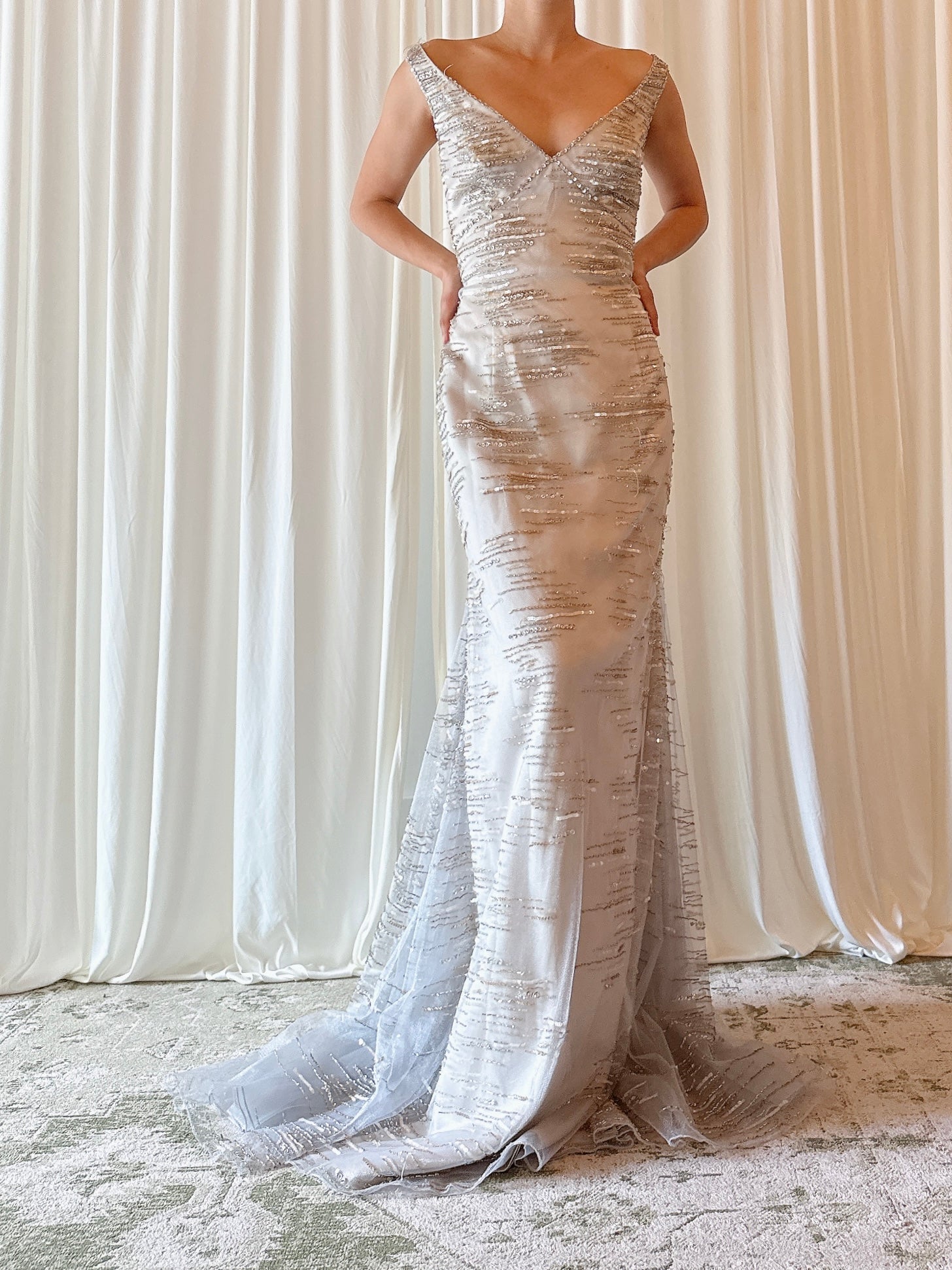 Vintage Steven Yerrick Gray Beaded Dress - US 10
