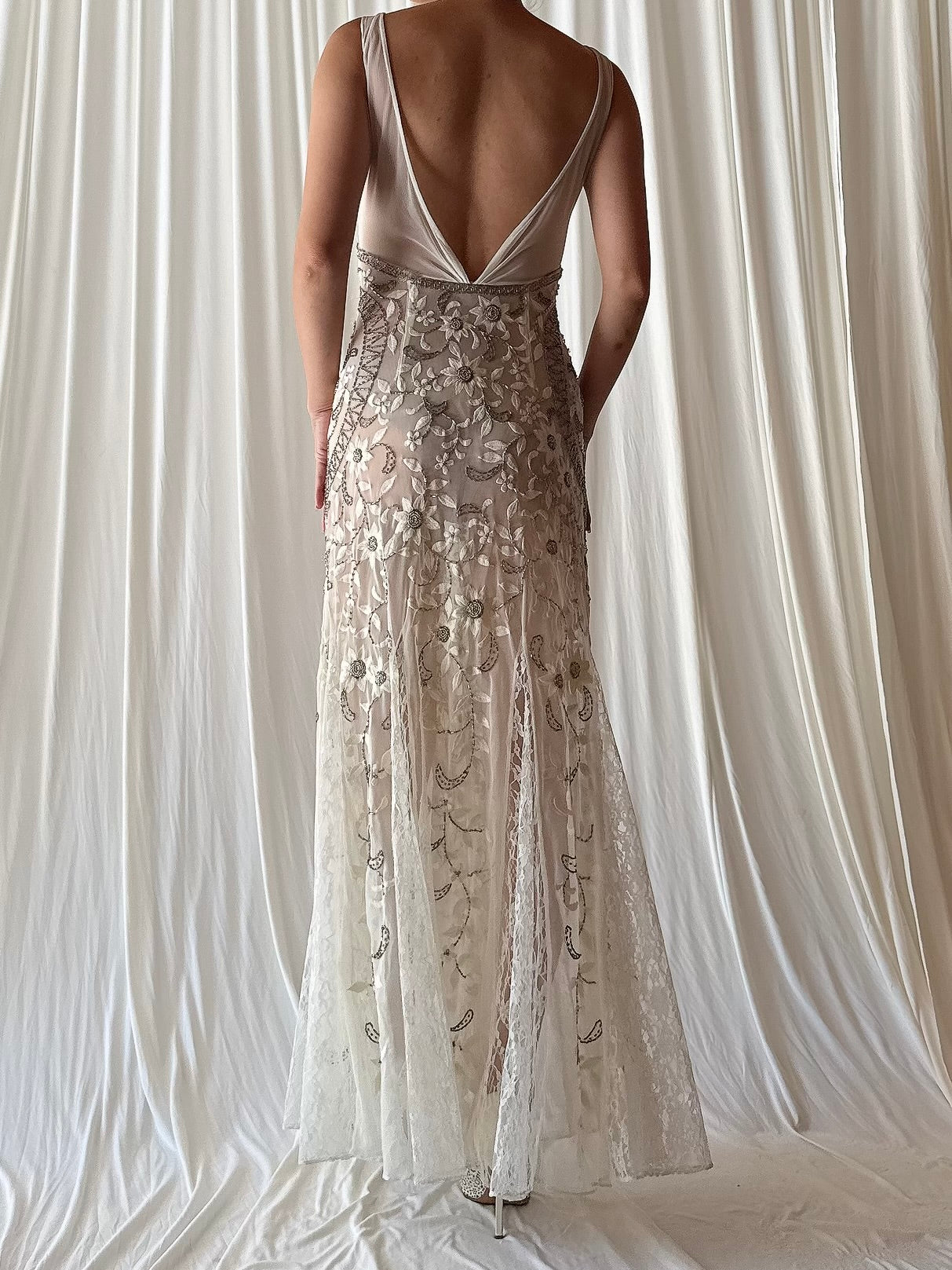 Vintage Embroidered Tulle Dress - 6/8