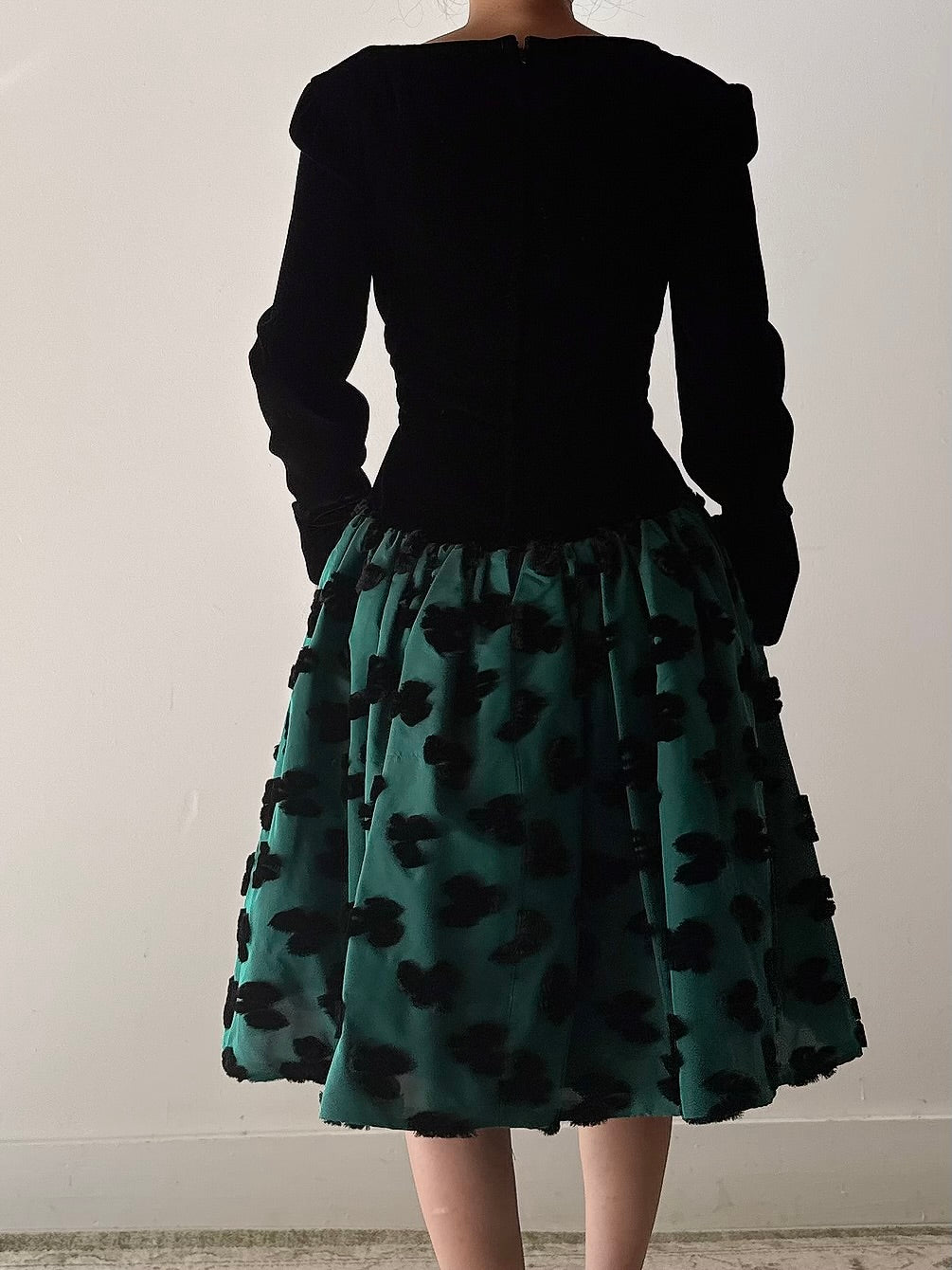 Vintage Victor Costa Silk and Velvet Bow Dress