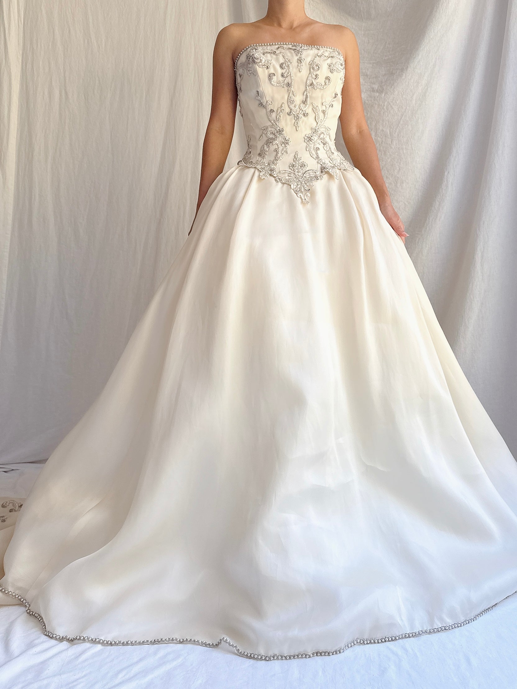 Vintage Silk Organza Embroidered Gown - XS/2