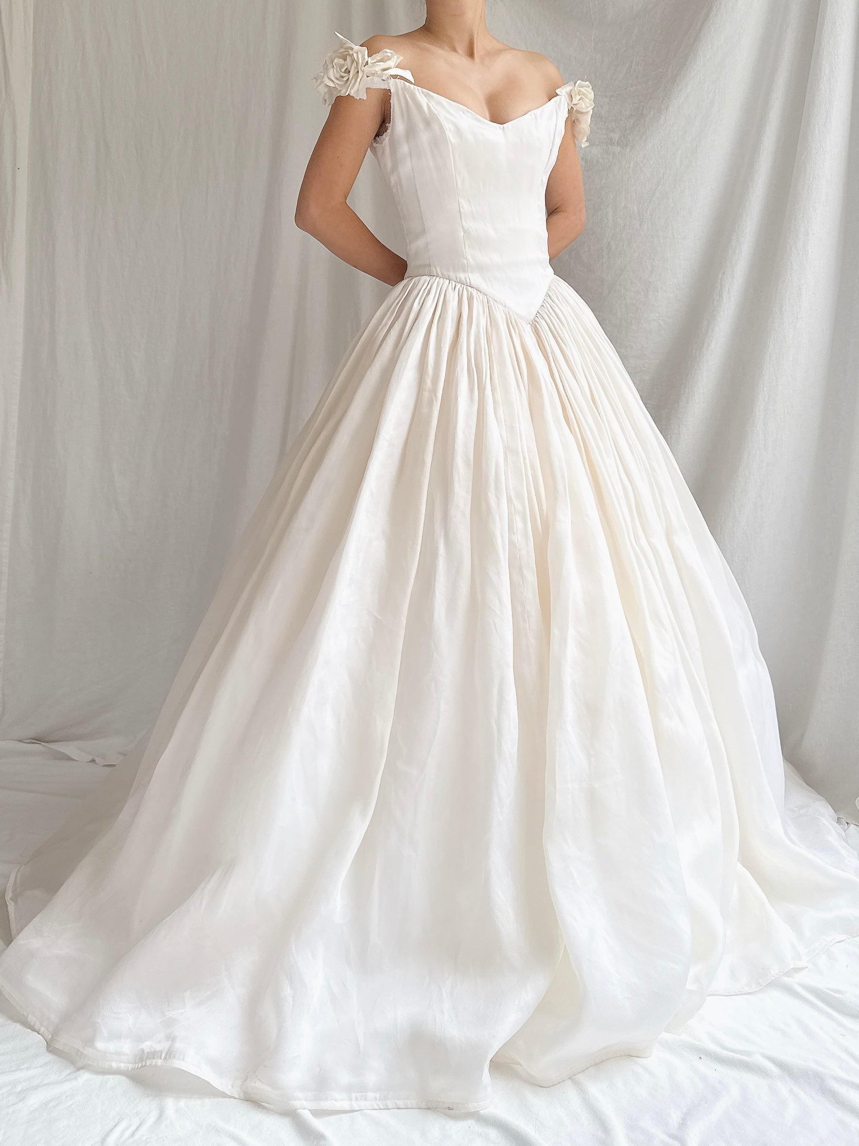 Vintage Silk Organza Off-the-Shoulder Gown - XS/2