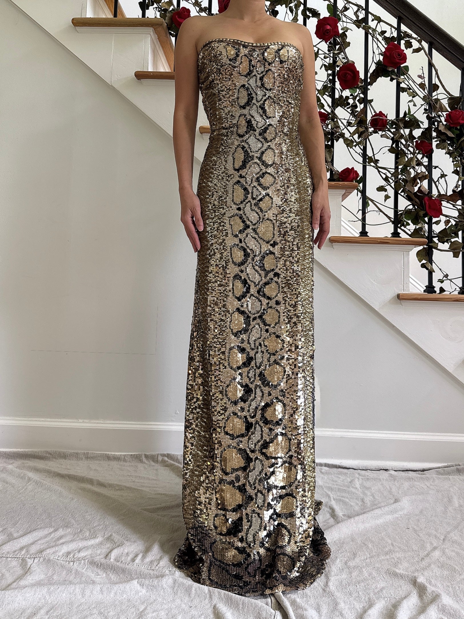 Vintage Gai Mattiolo Silk Sequin Python Dress - IT48/L