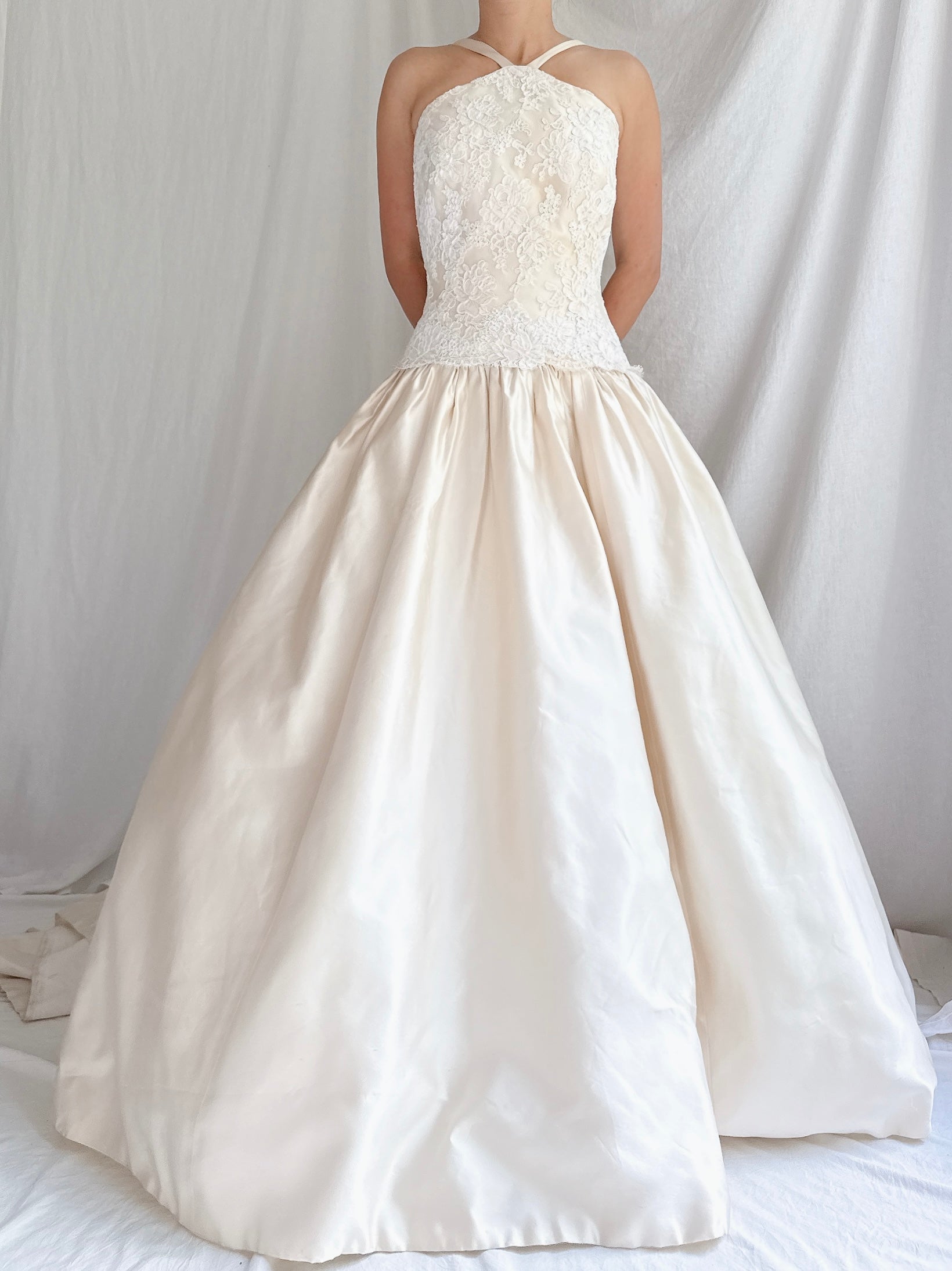 Vintage Halter Dropped Waist Gown - M