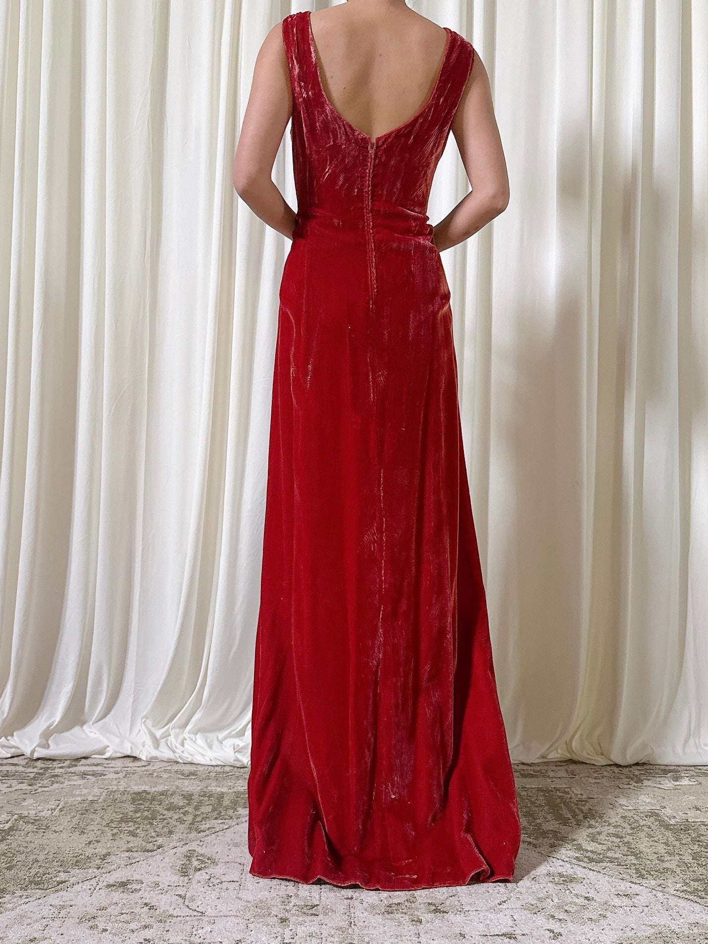 Vintage Rust Velvet Dress - L/12