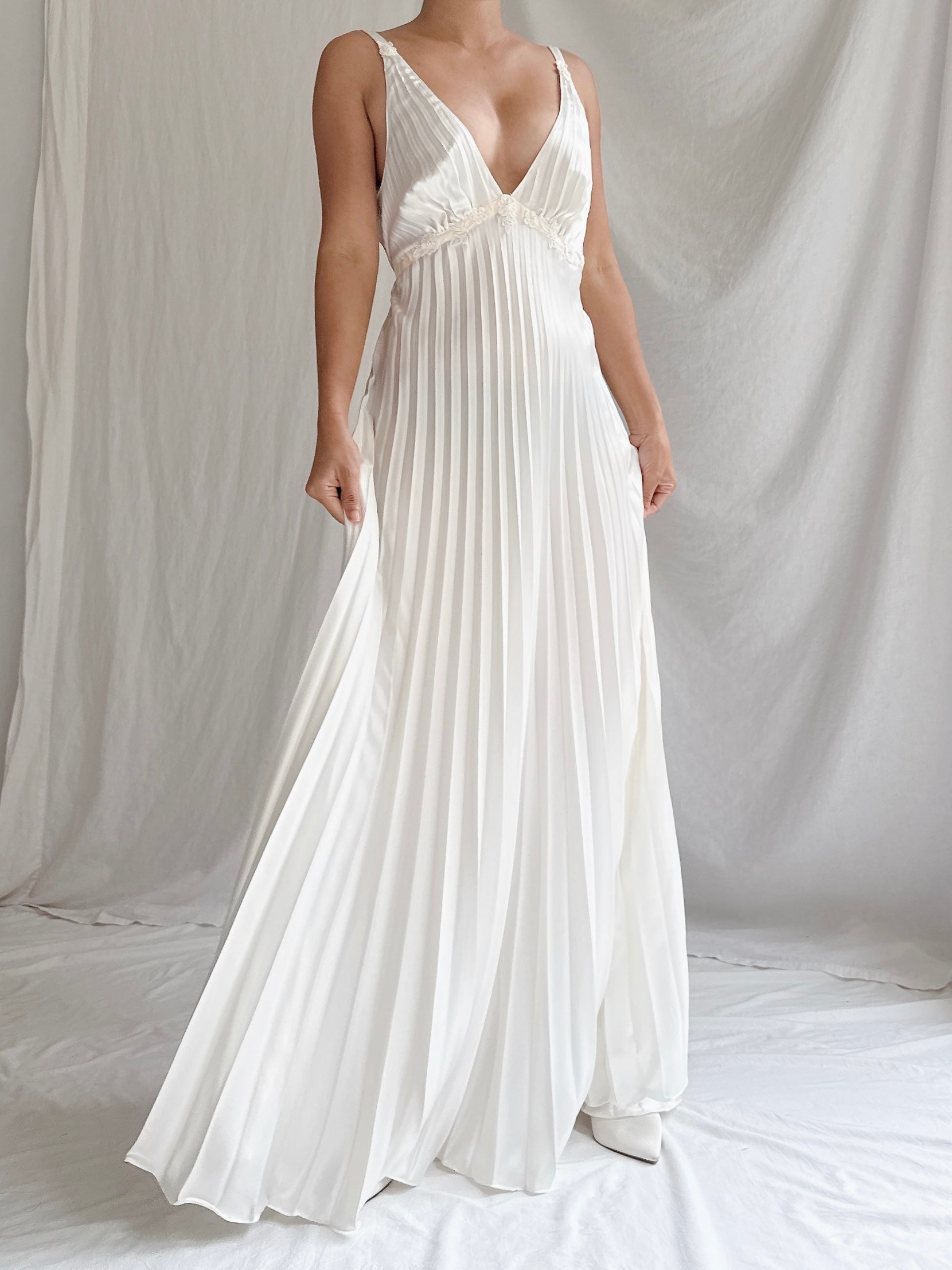 Vintage Pleated Slip Dress - S-M