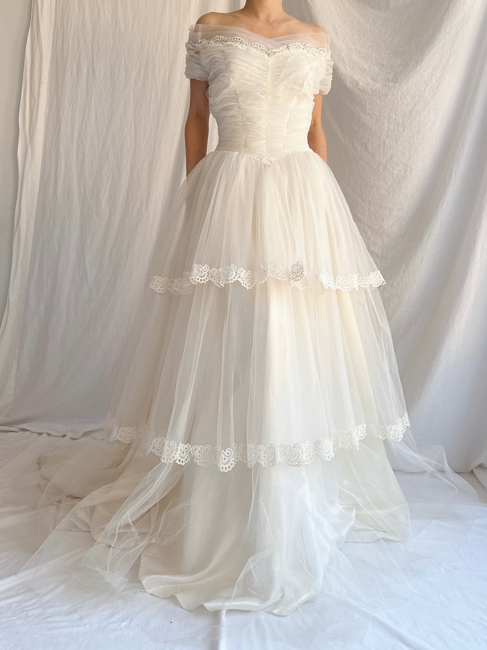 1950s Tiered Tulle Gown - XS/S