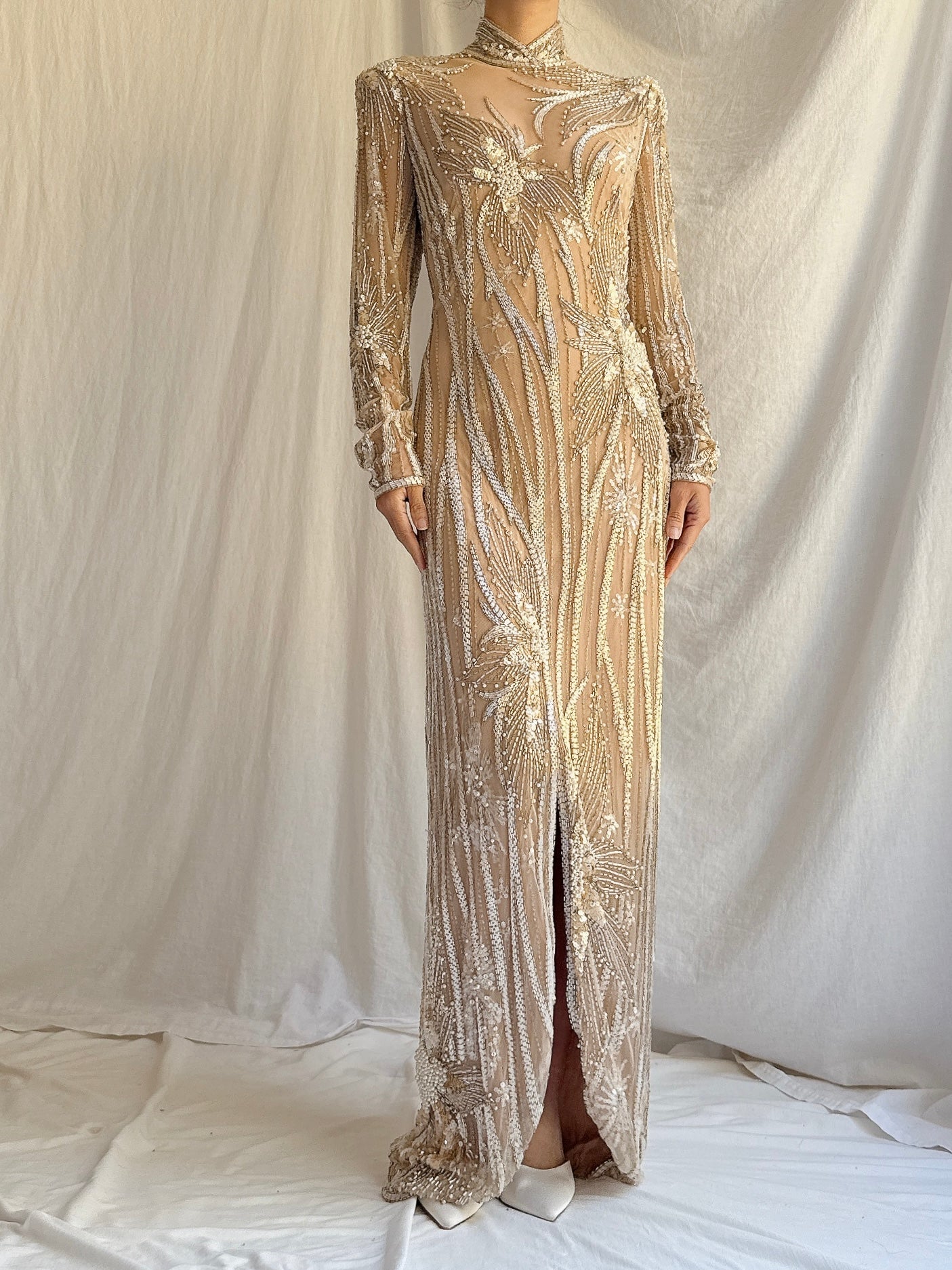 bob mackie dresses Vintage Bob Mackie Silk Beaded Gown - M