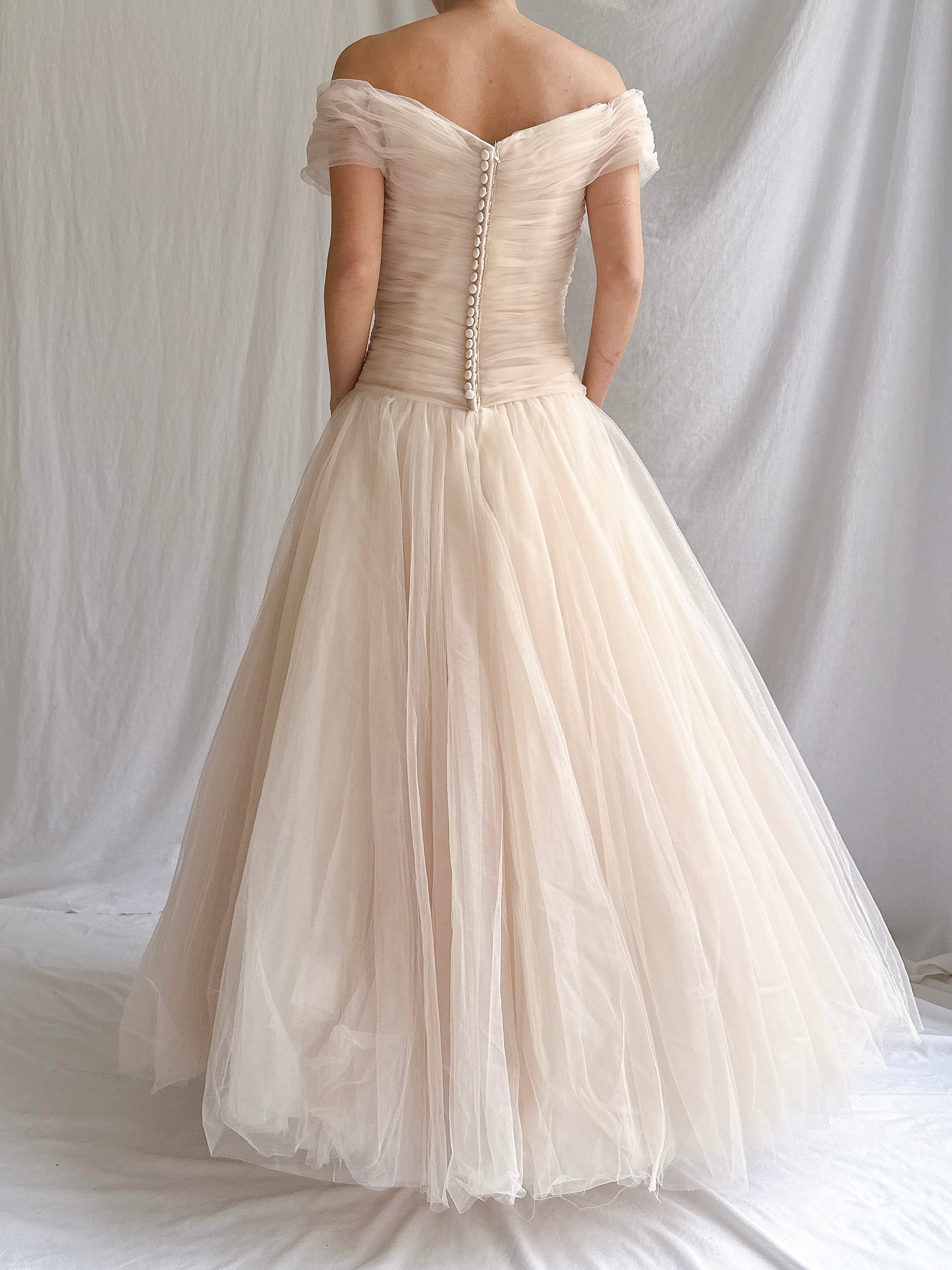 Vintage Ian Stuart UK Peach Nude Tulle 2-Piece - S/M 6/8