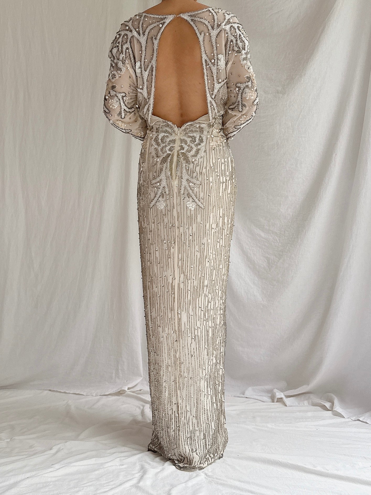 1980s Silk Beaded Gown - M