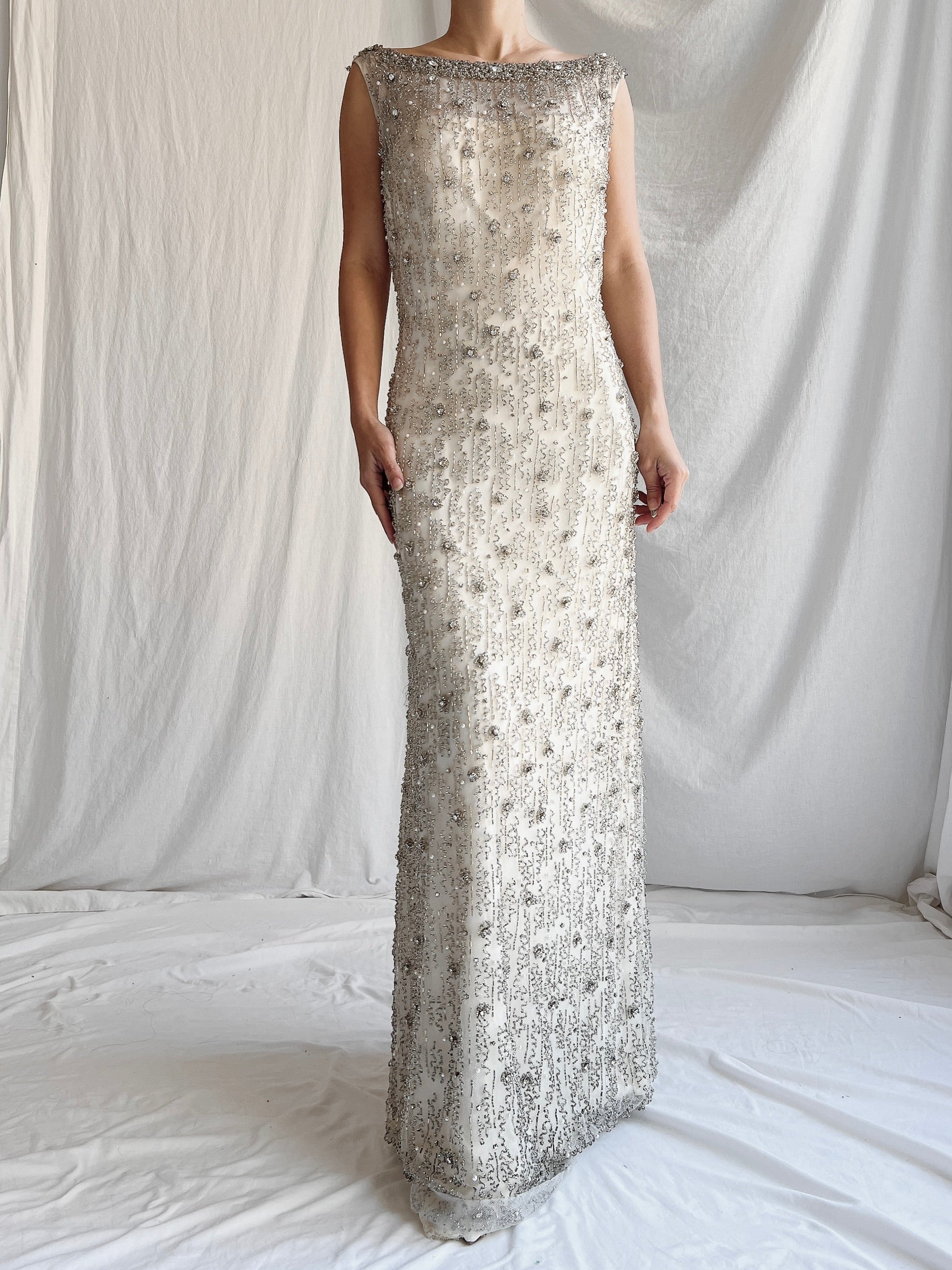 1960s Tulle Beaded Gown - M