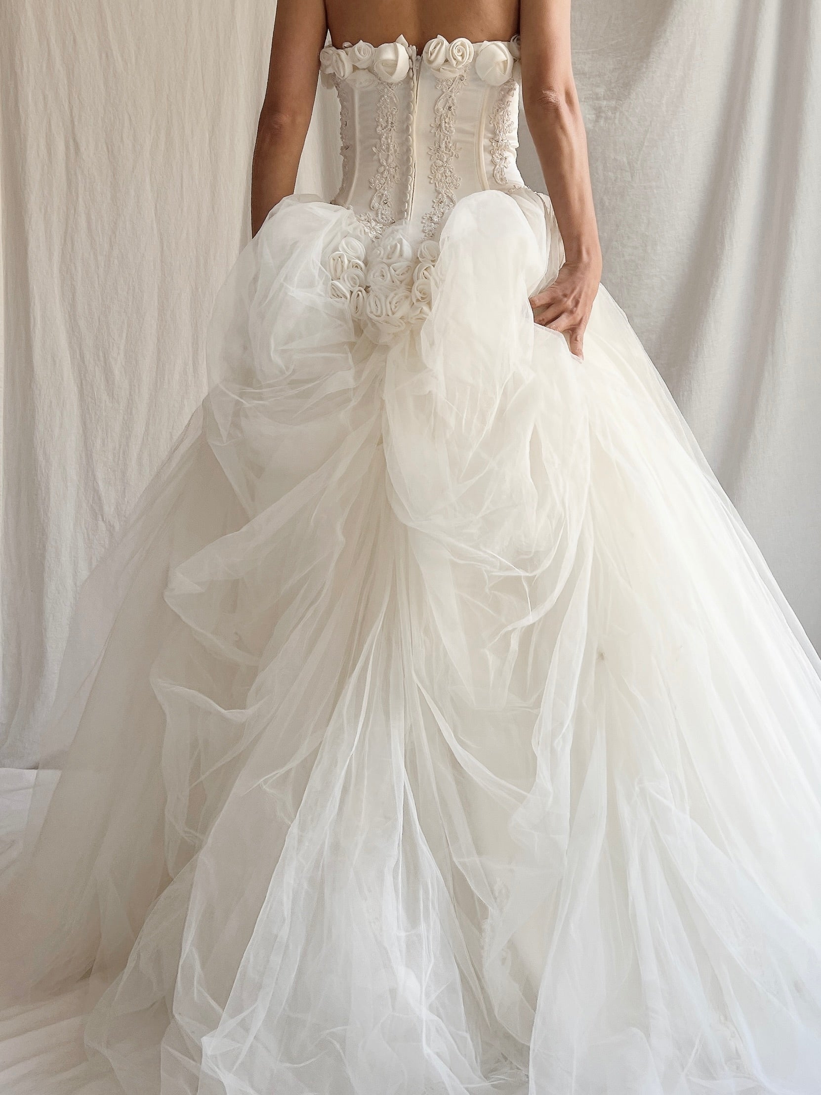 Vintage Strapless Tulle Gown - S