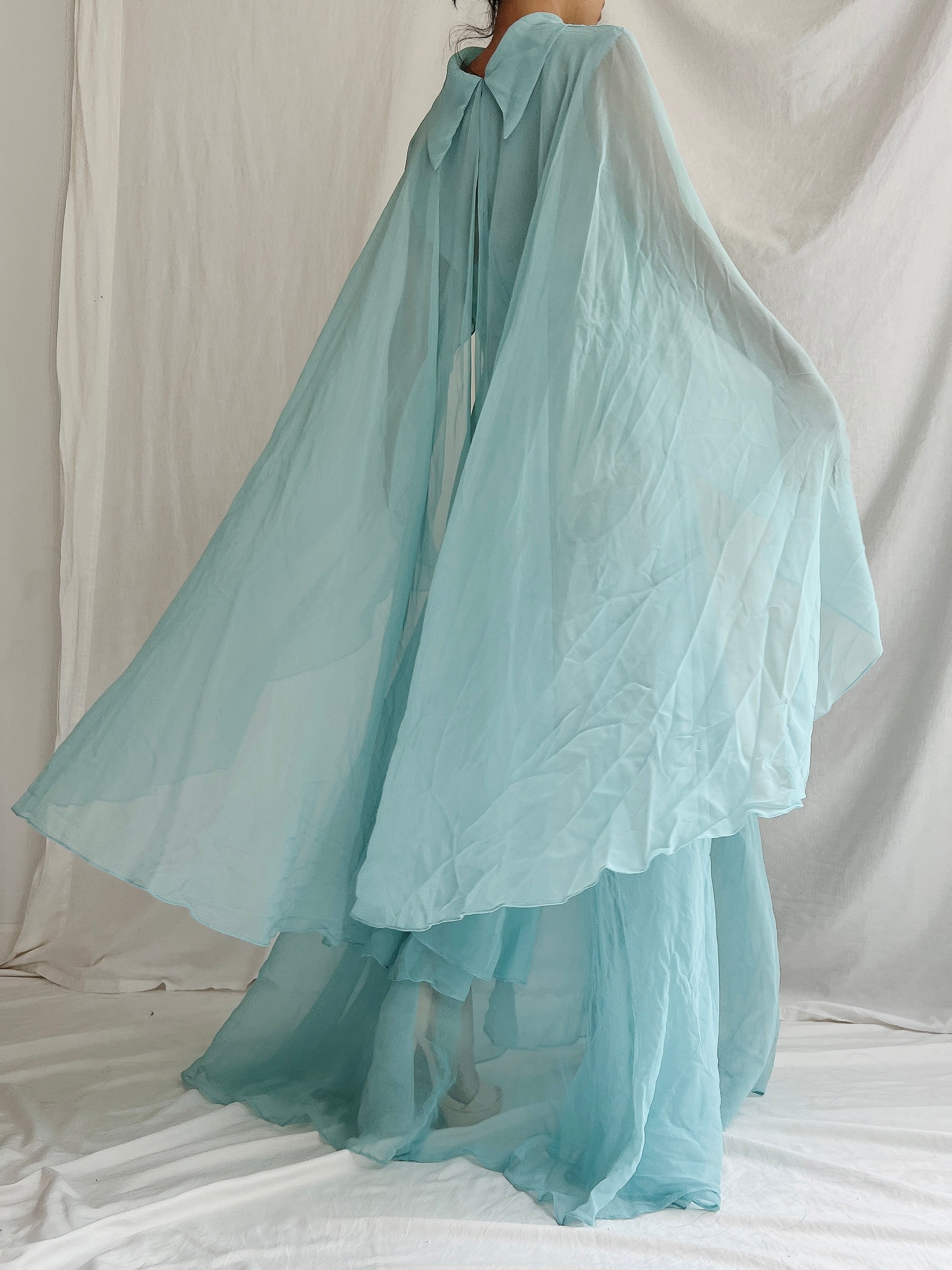 1960s Cyan Cape Gown - S