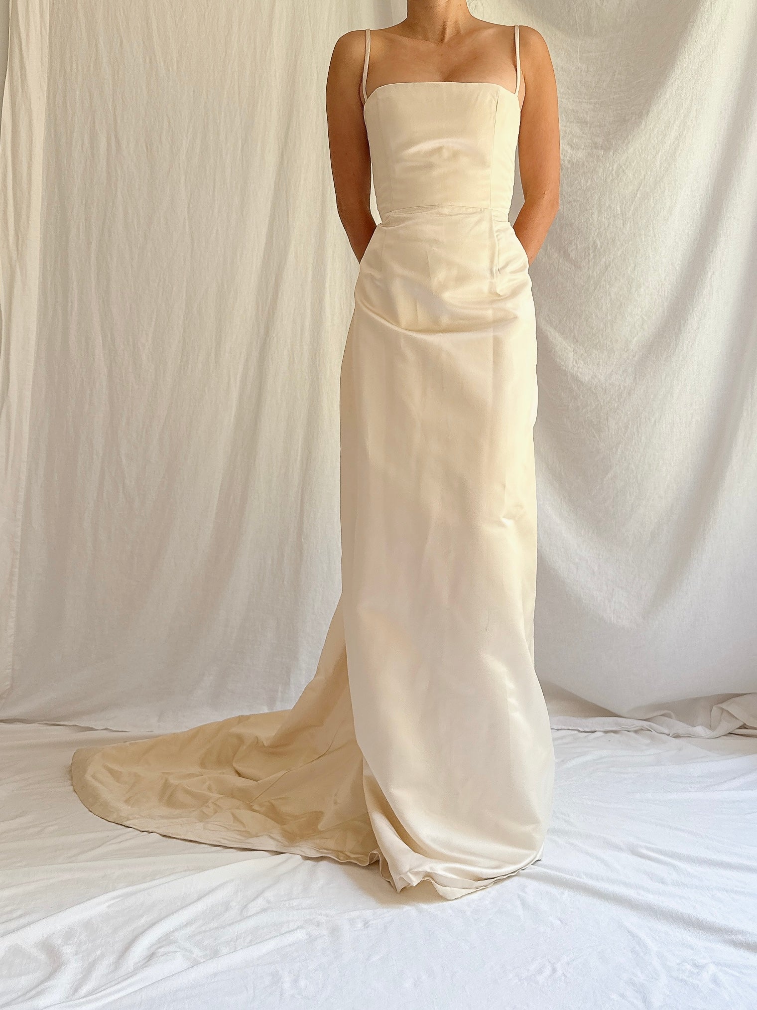 Vintage Peter Soronen Champagne Silk Charmeuse Gown - XS/2