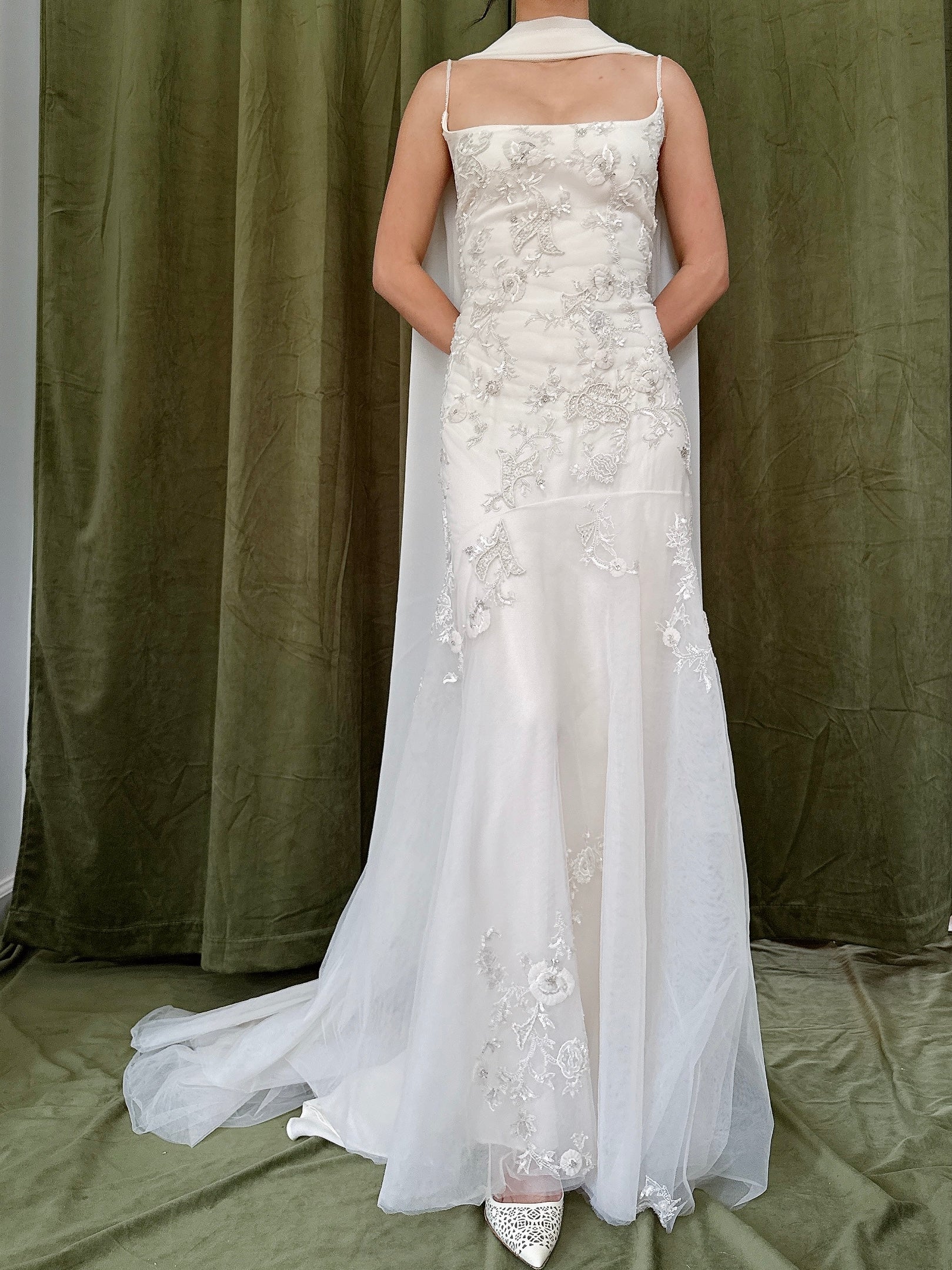 Vintage Reem Acra Silk and Tulle Beaded Gown - Size 8