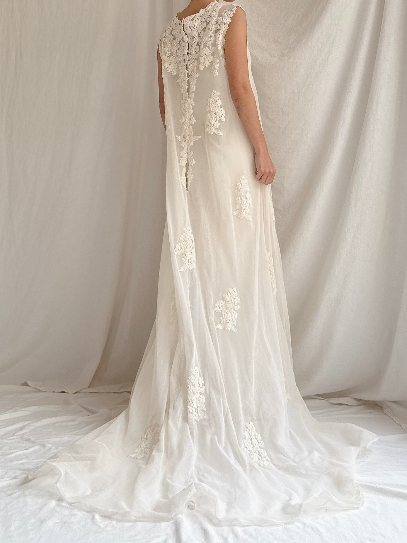 1960s Tulle Embroidered Dress - Size 2/XS