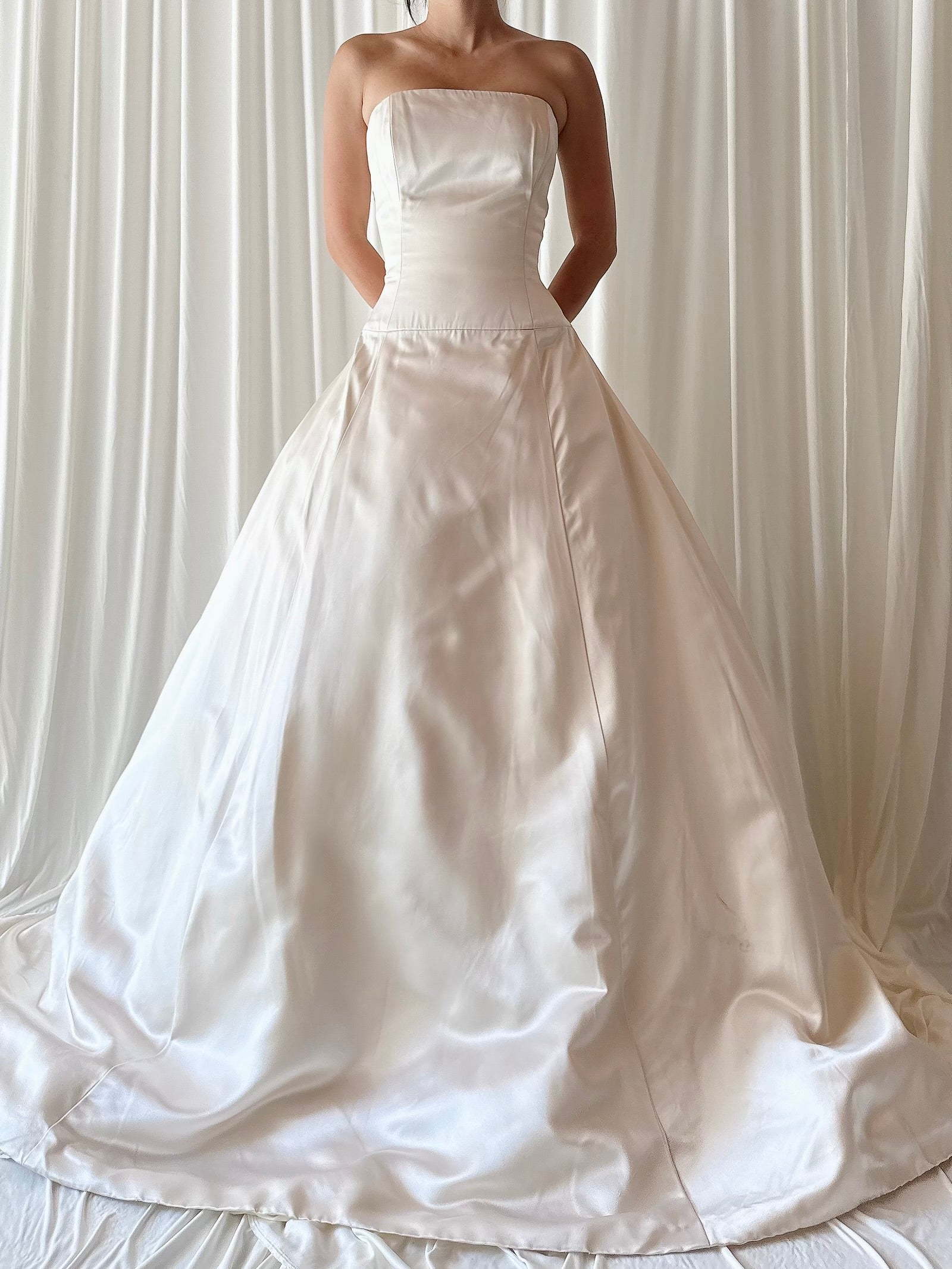 Vintage Amsale Silk Strapless Gown - S