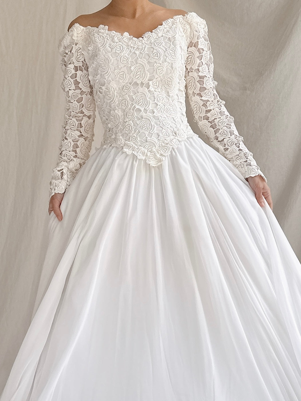 1980s Chiffon Embroidered Gown - S