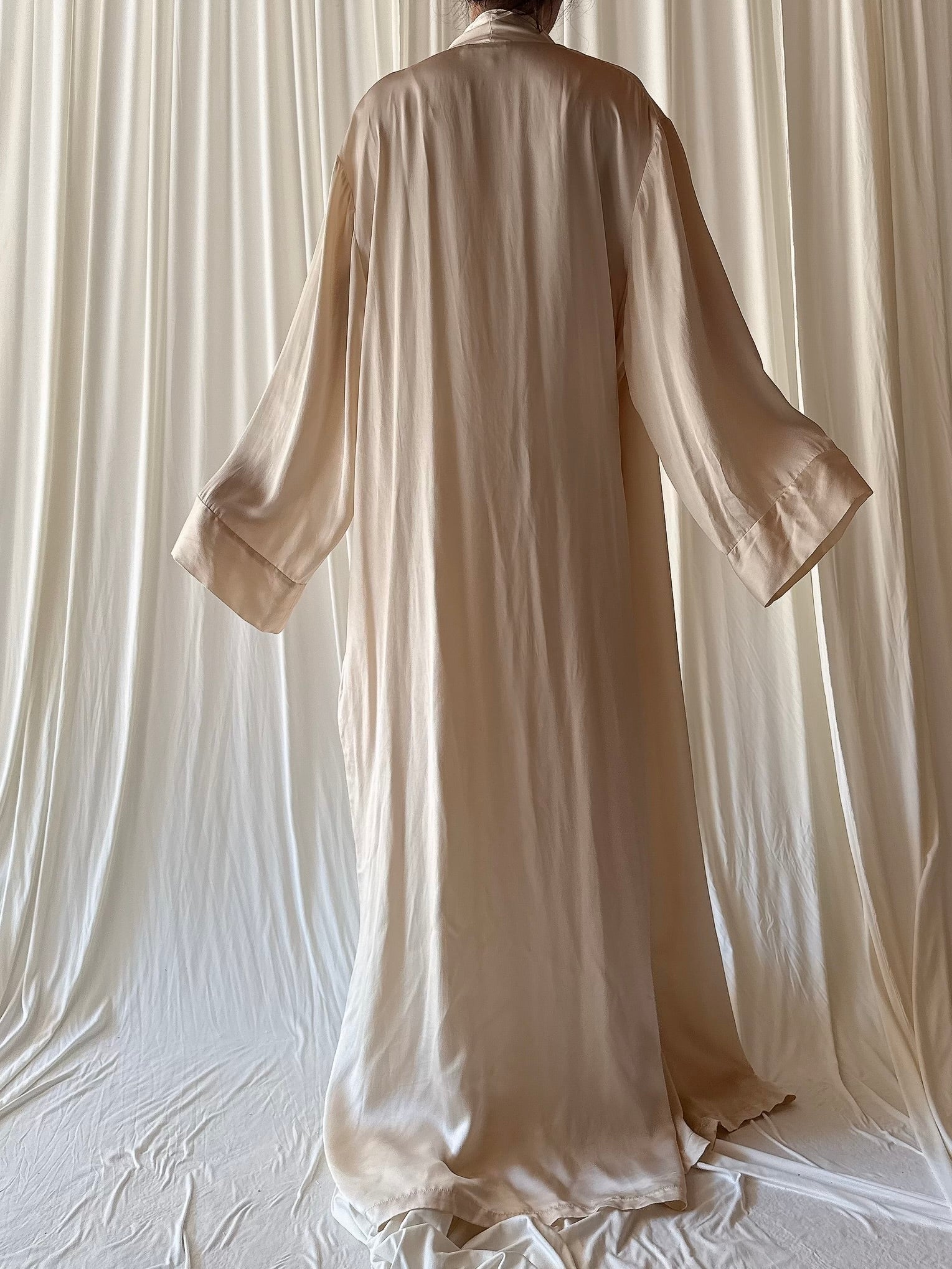 Vintage Silk Tuxedo Robe - L