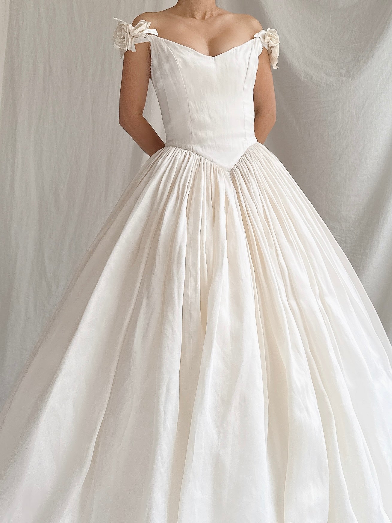 Vintage Silk Organza Off-the-Shoulder Gown - XS/2