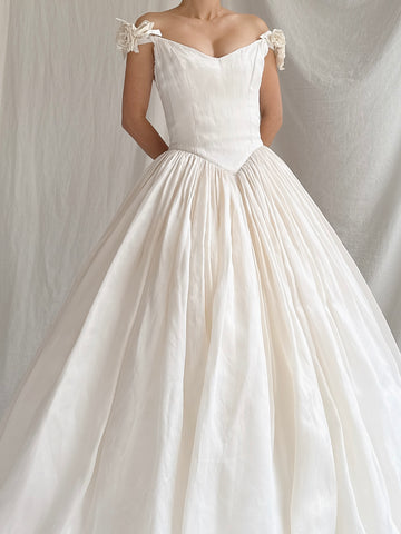 Vintage Silk Organza Off-the-Shoulder Gown - XS/2