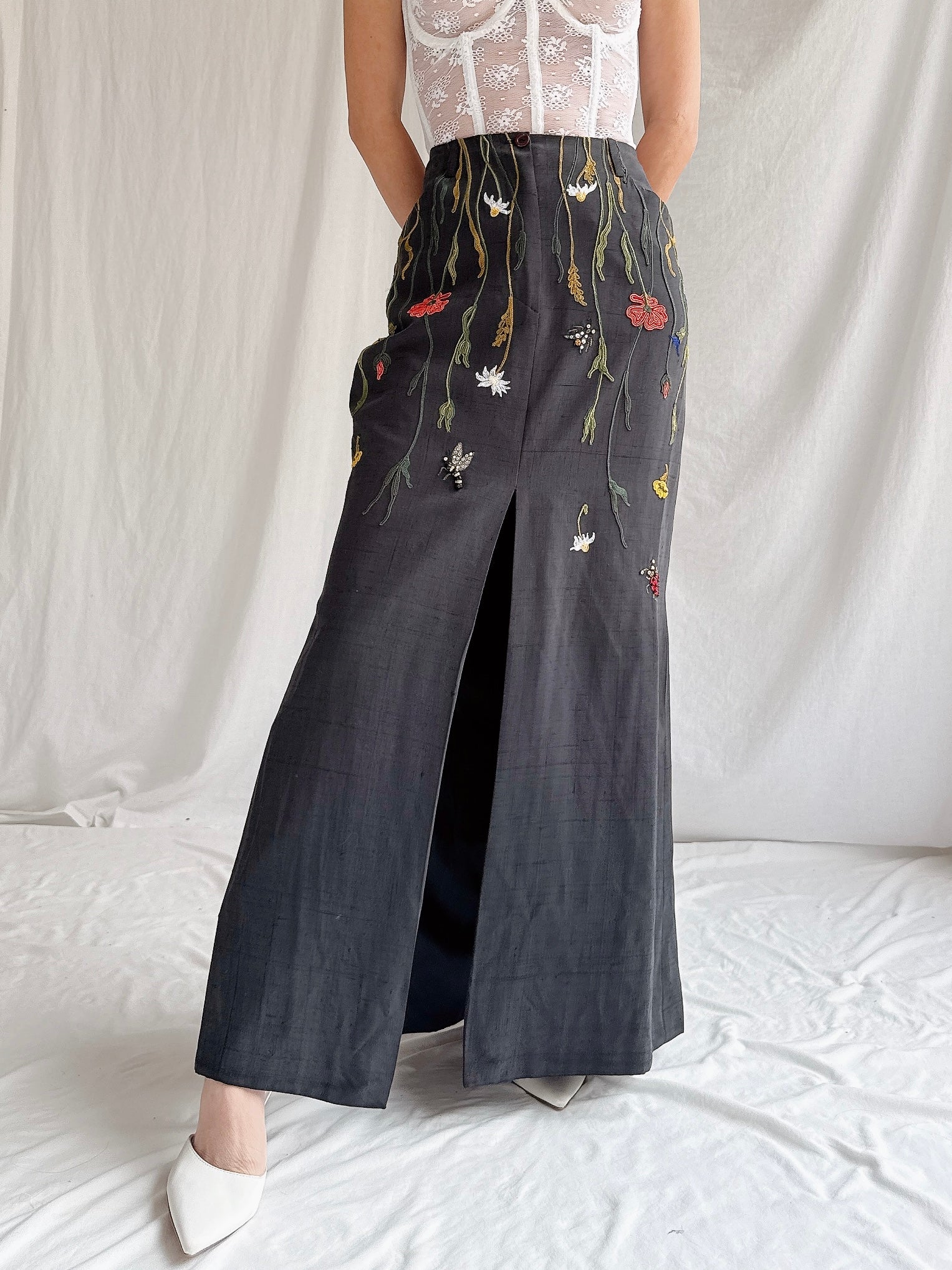 Vintage Oppio Italy Silk and Linen Skirt - M