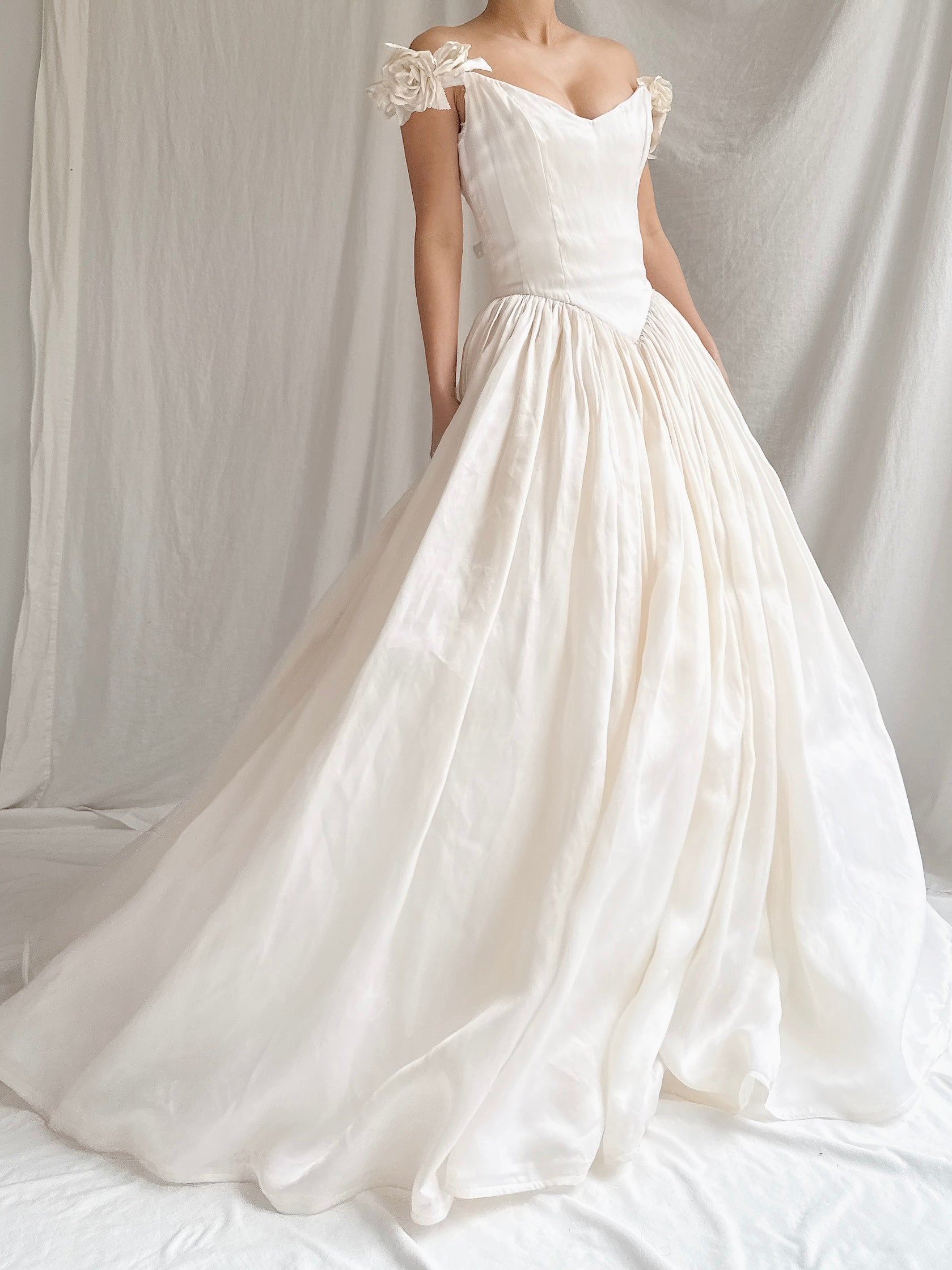 Vintage Silk Organza Off-the-Shoulder Gown - XS/2