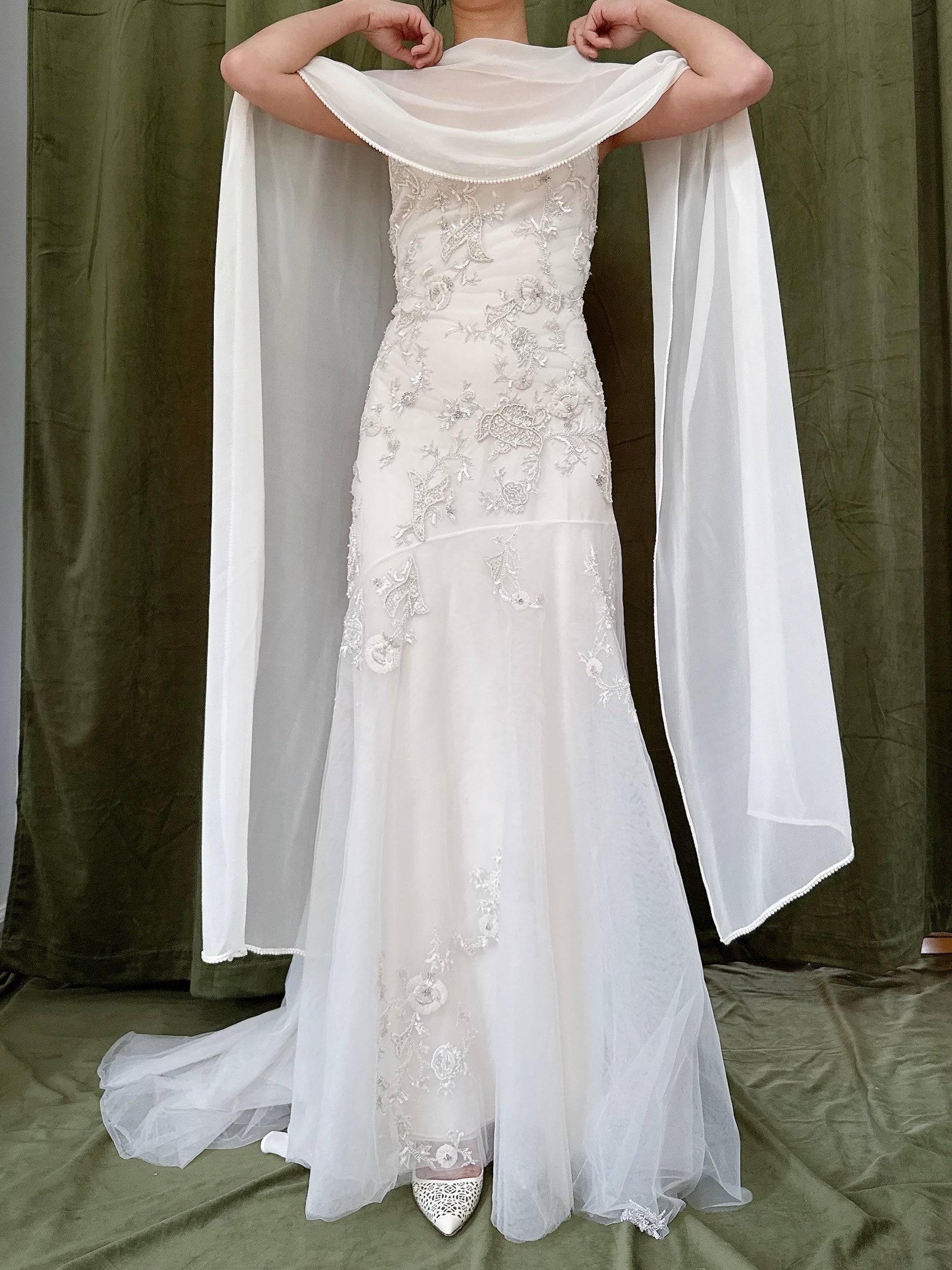 Vintage Reem Acra Silk and Tulle Beaded Gown - Size 8