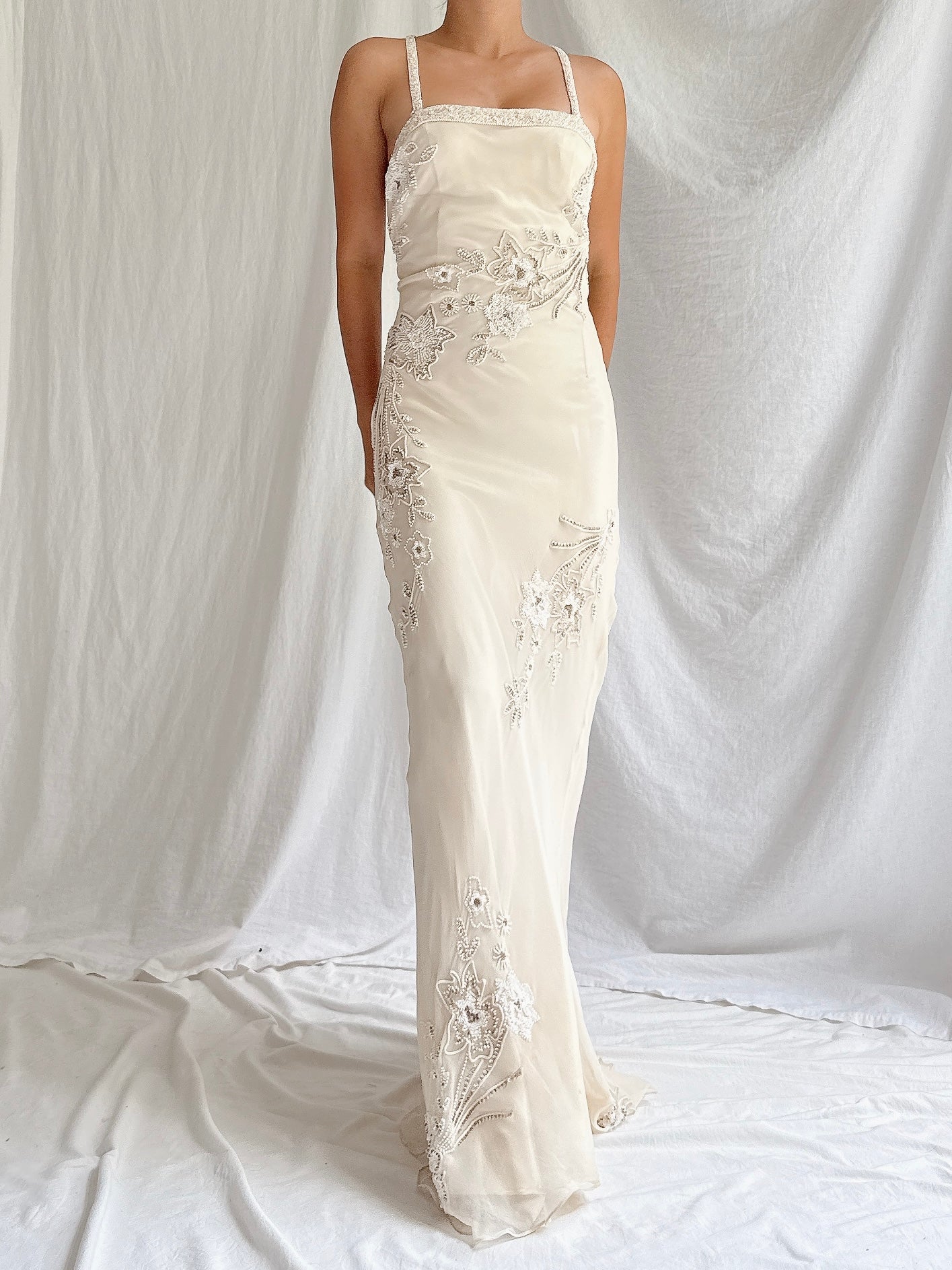 Vintage Silk Beaded Bias Gown - S/4