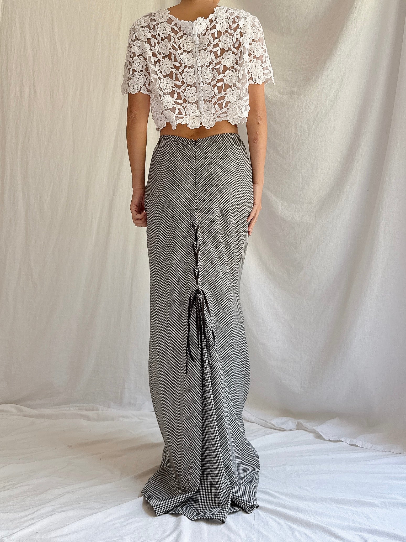 Vintage Kyoko Higa Japan Houndstooth Skirt & Top - FR 40