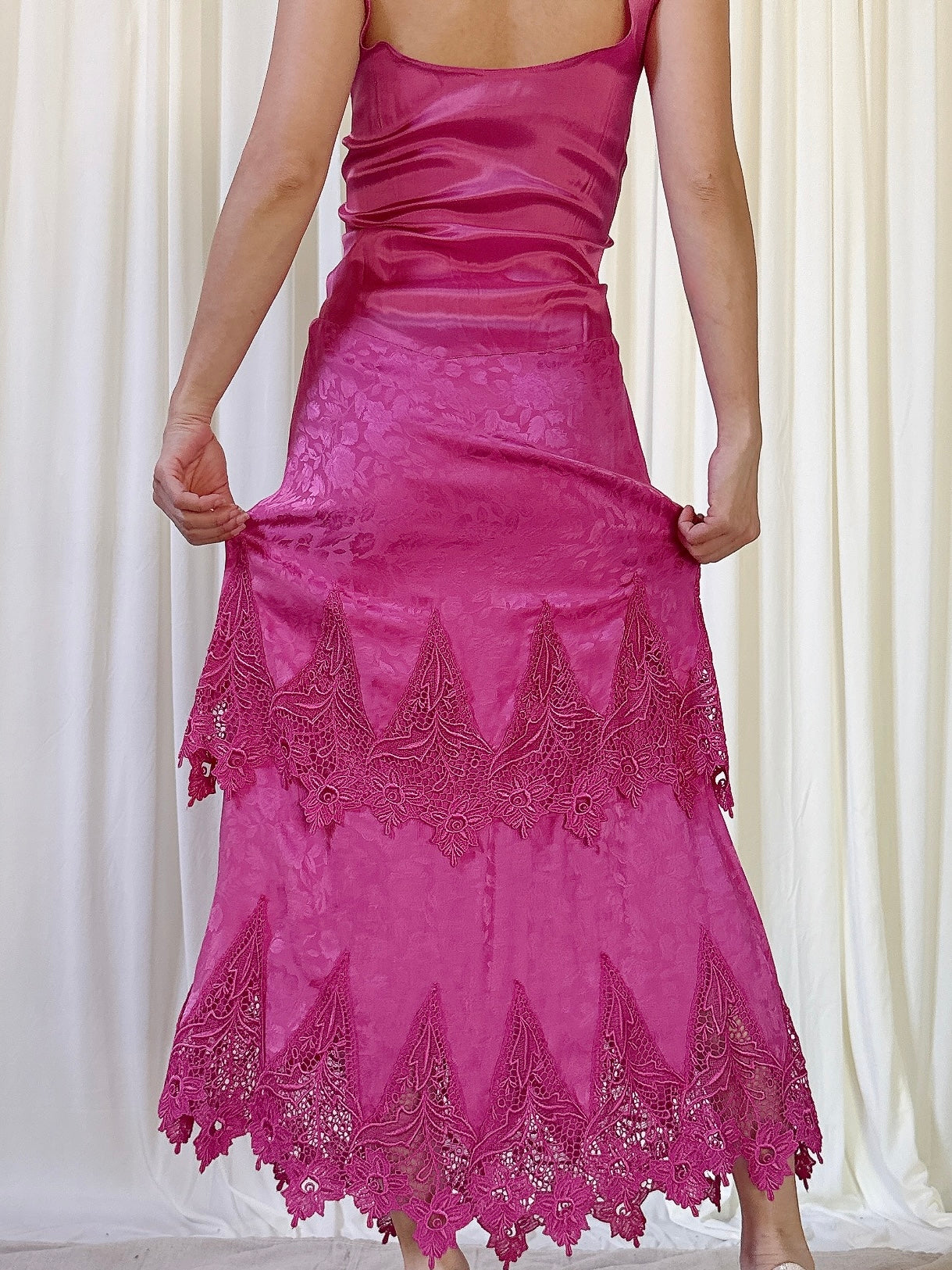 Vintage Fuchsia Slip Dress -S/M