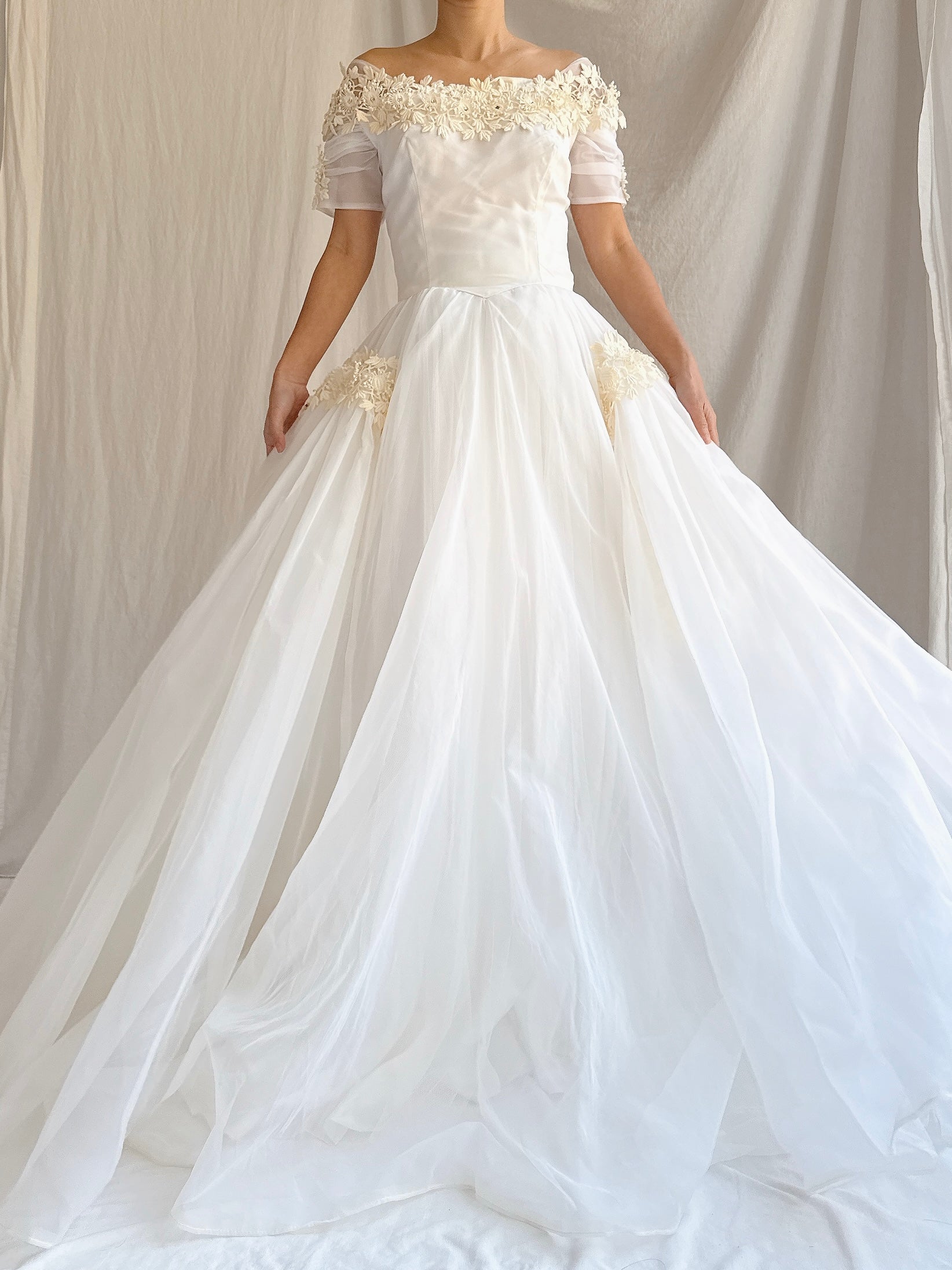 1950s Voile Chiffon Gown - XS