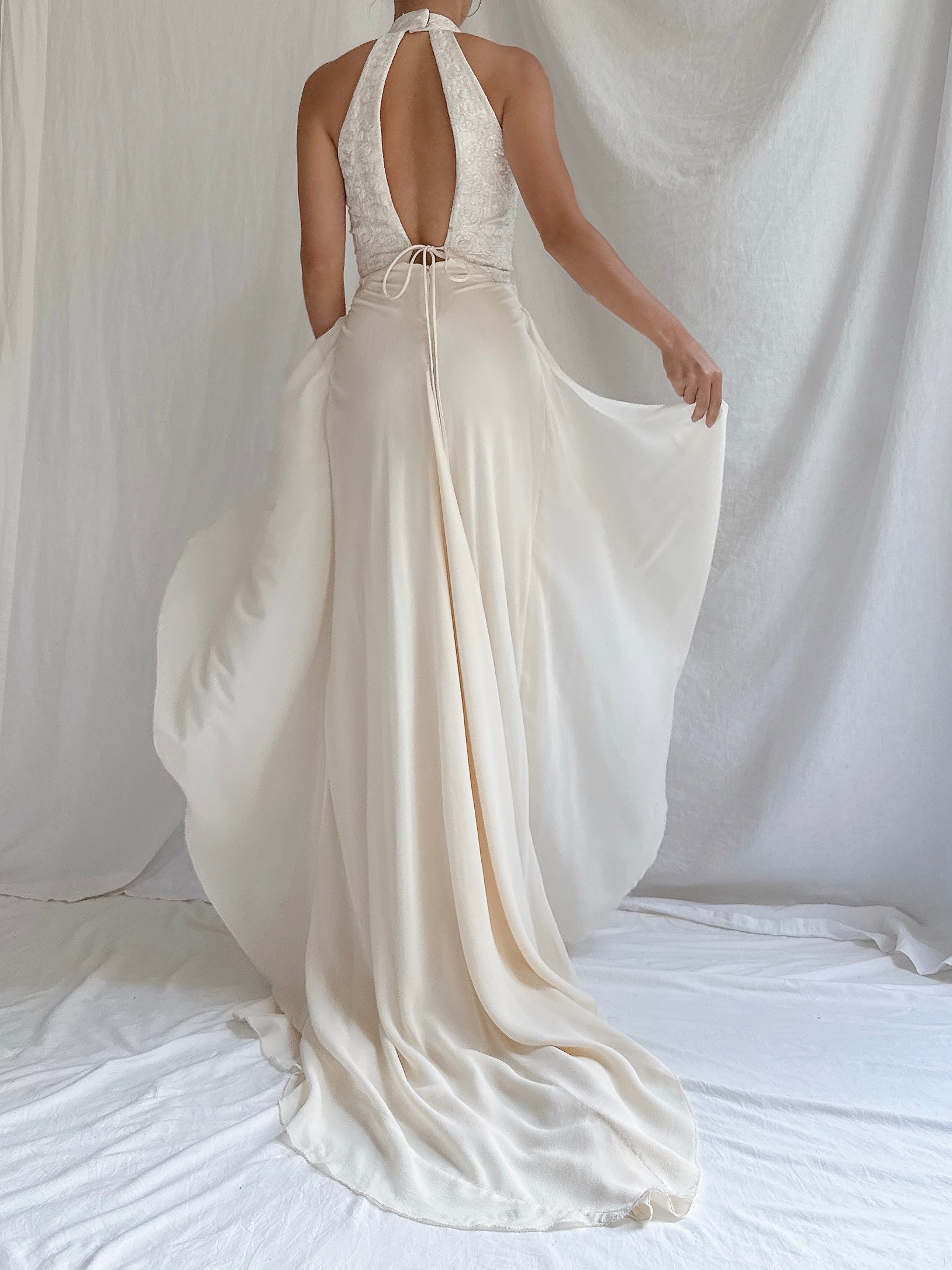 00 Silk Halter Embellished Gown - XS/2/4