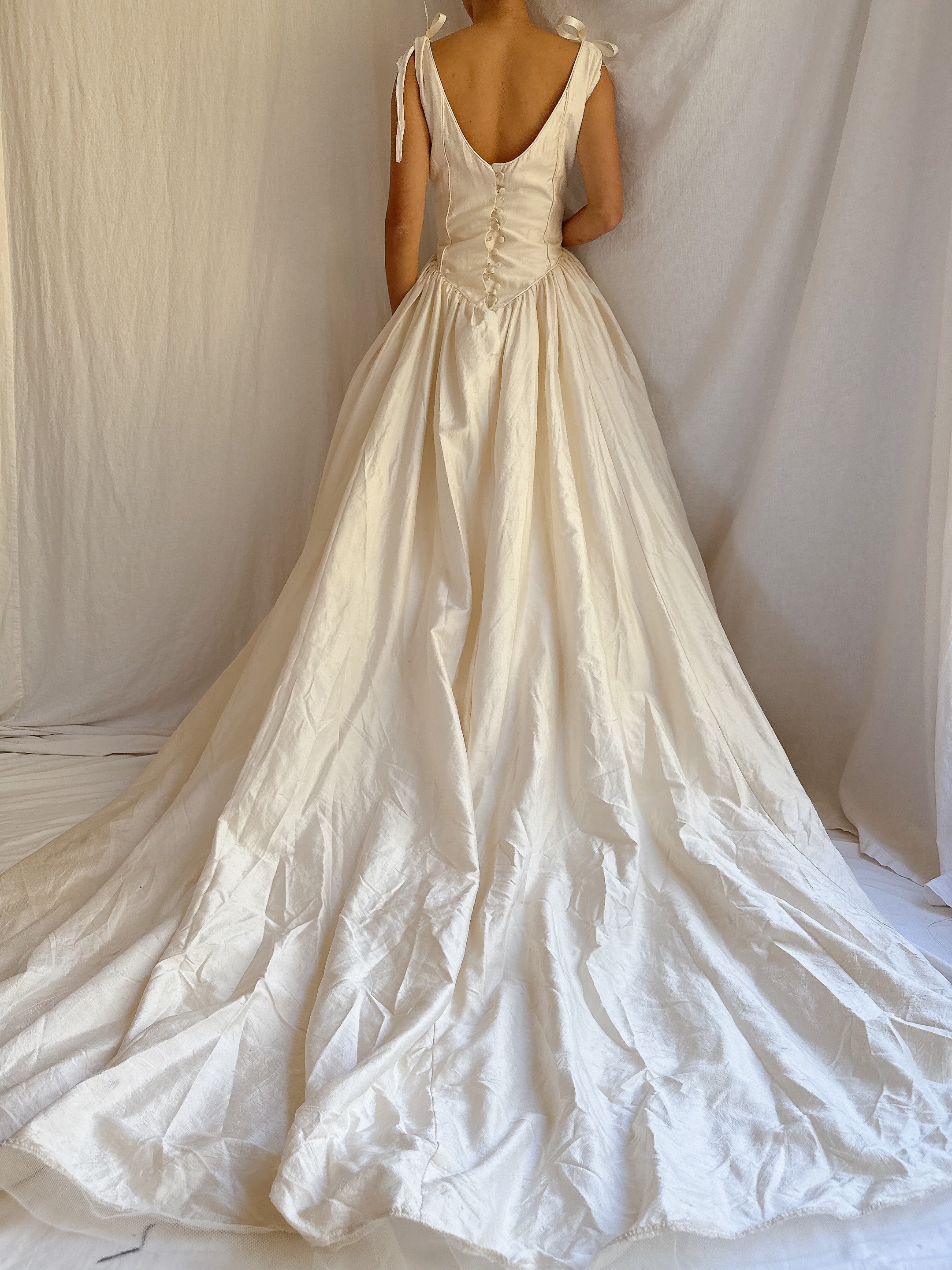 Vintage Fiorella Silk Basque Waist Gown - M