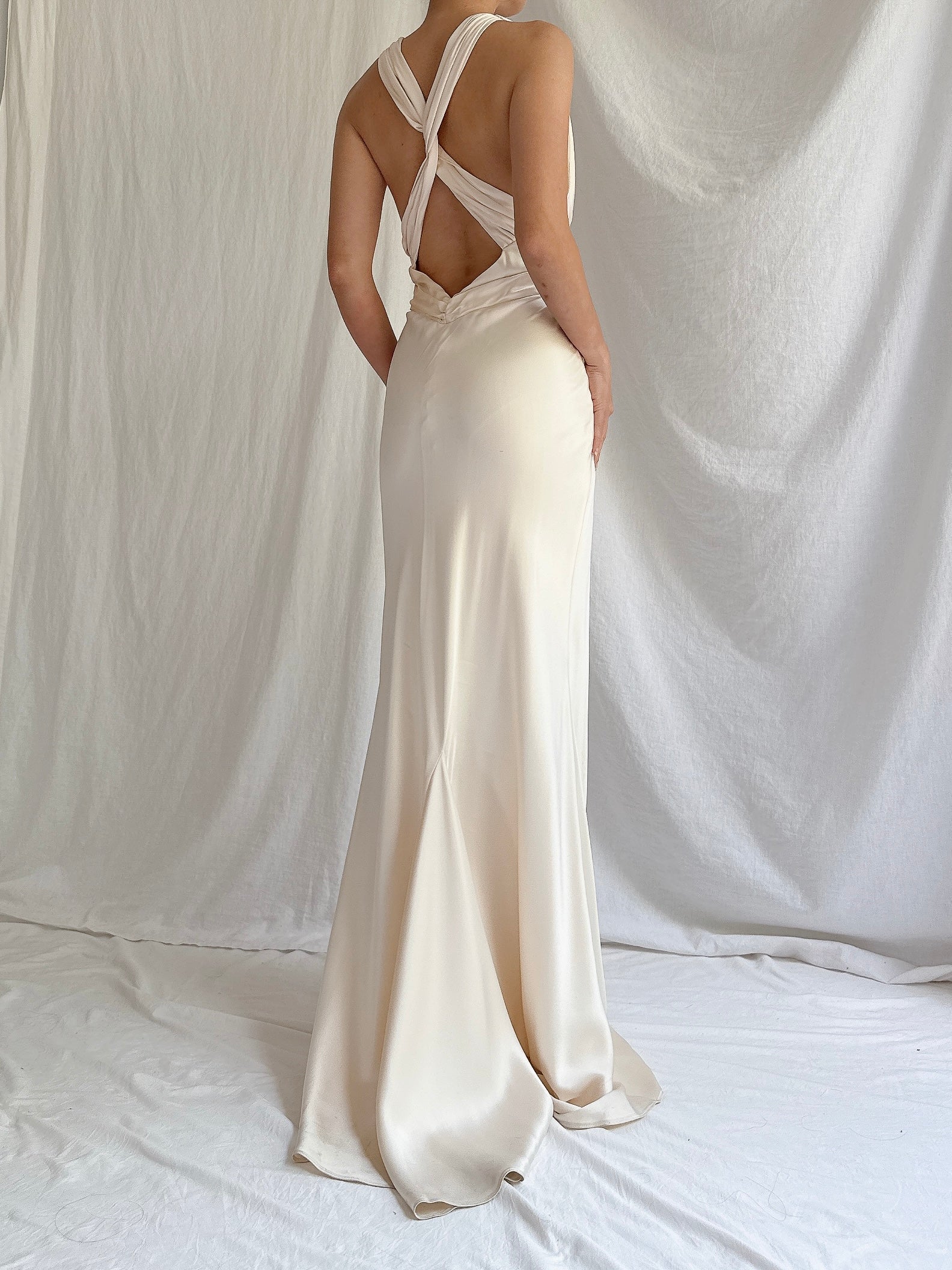 Vintage Silk Plunging Gown - XS/2