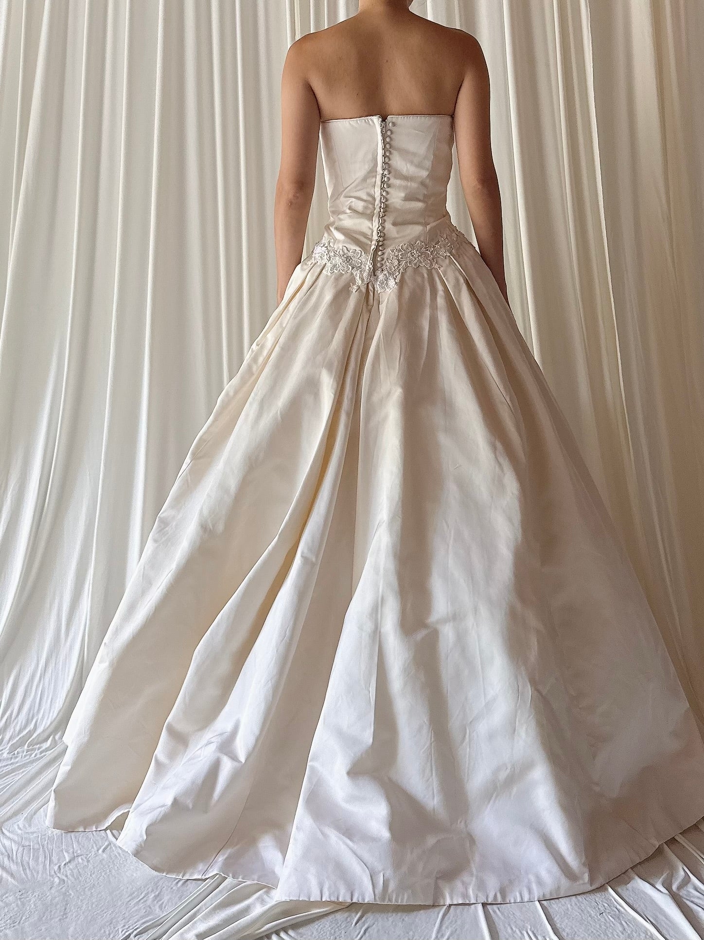 Vintage Strapless Silk Gown - M