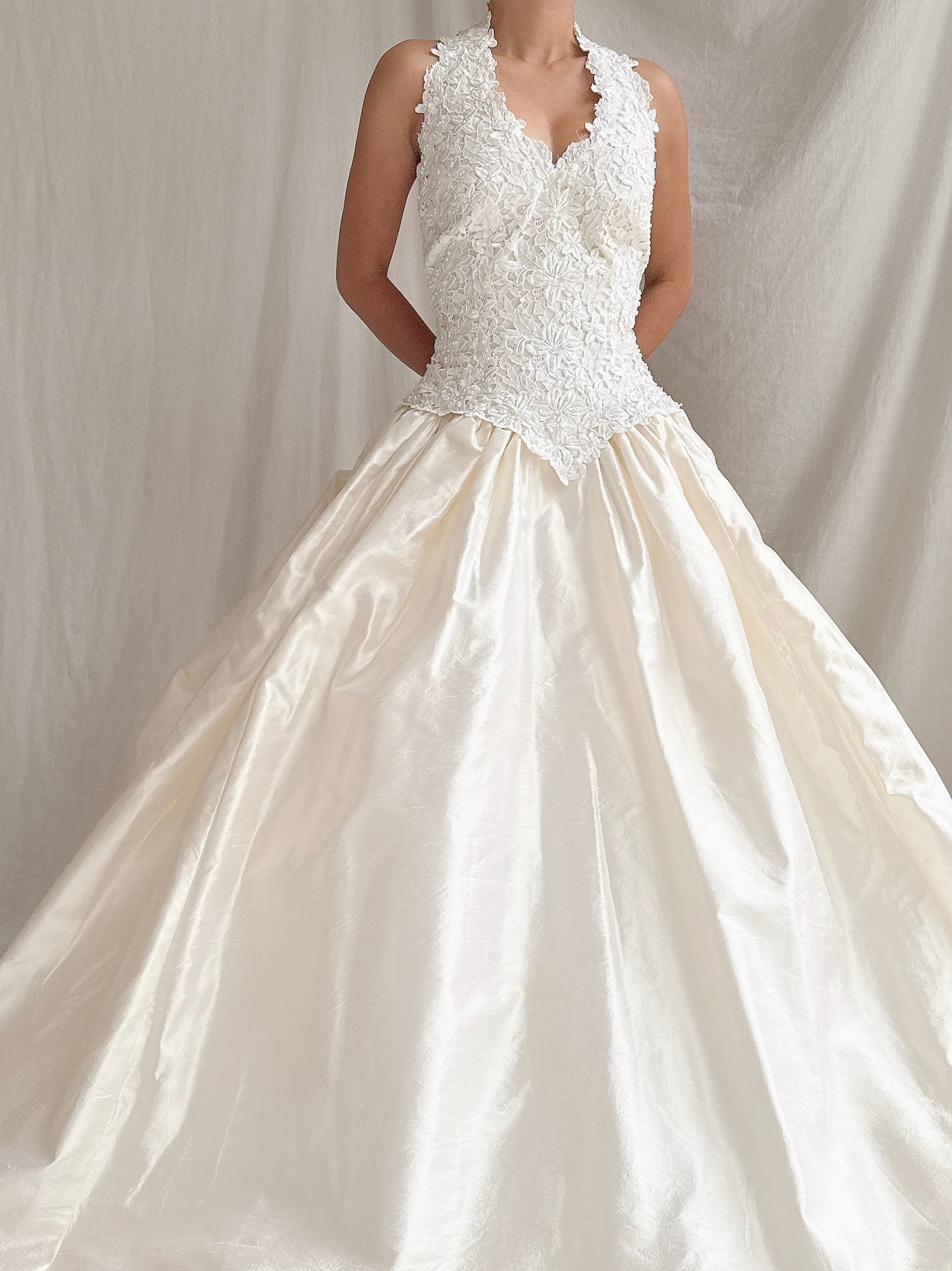 Vintage Silk Halter Dress - S