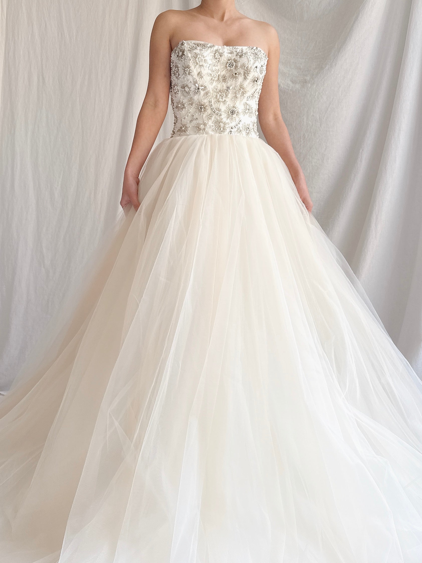 Vintage Strapless Tulle Gown - S