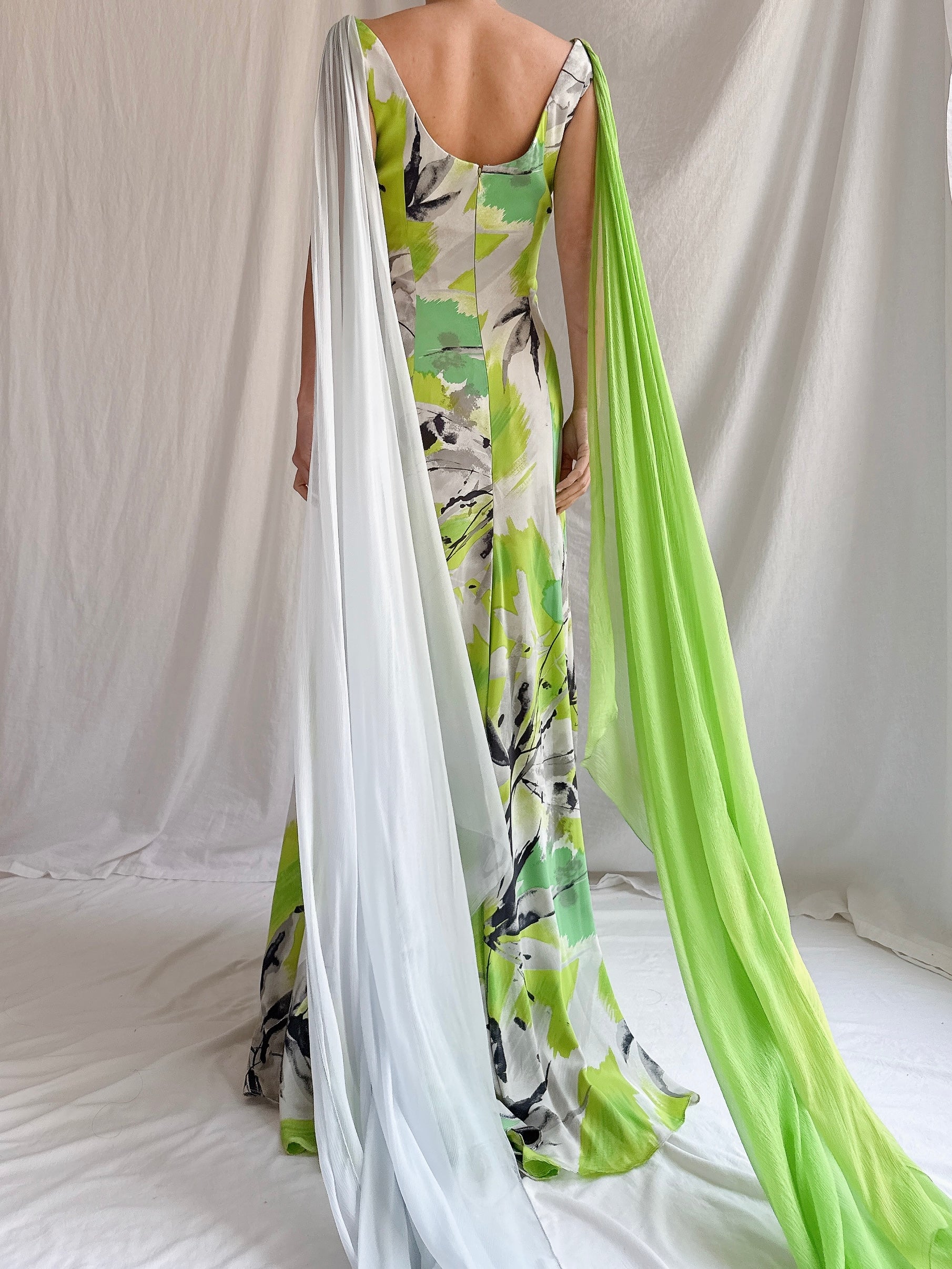 Vintage Thierry Huet Silk Abstract Gown - S