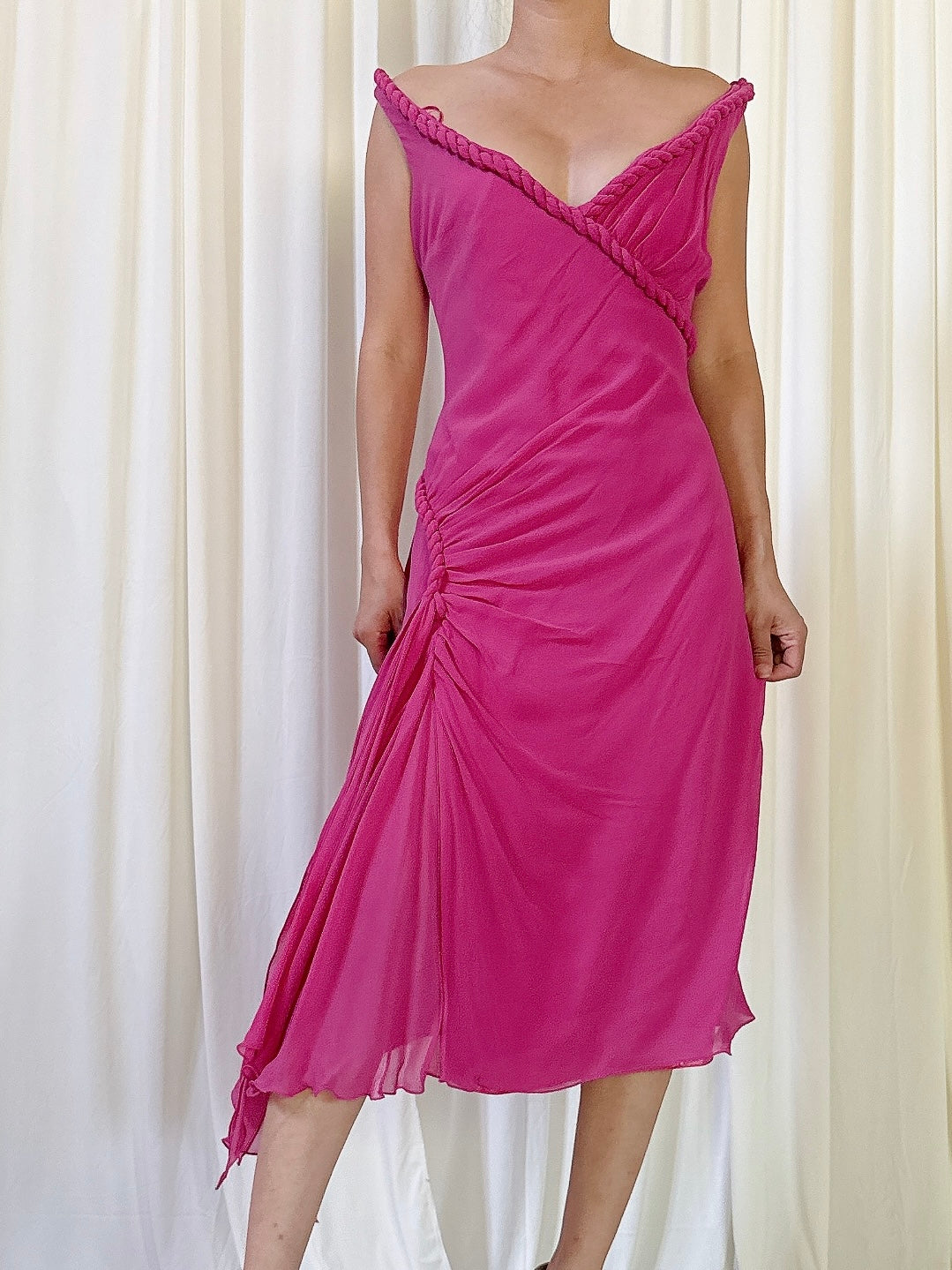 Vintage Pink Silk Short Dress - M/L 8