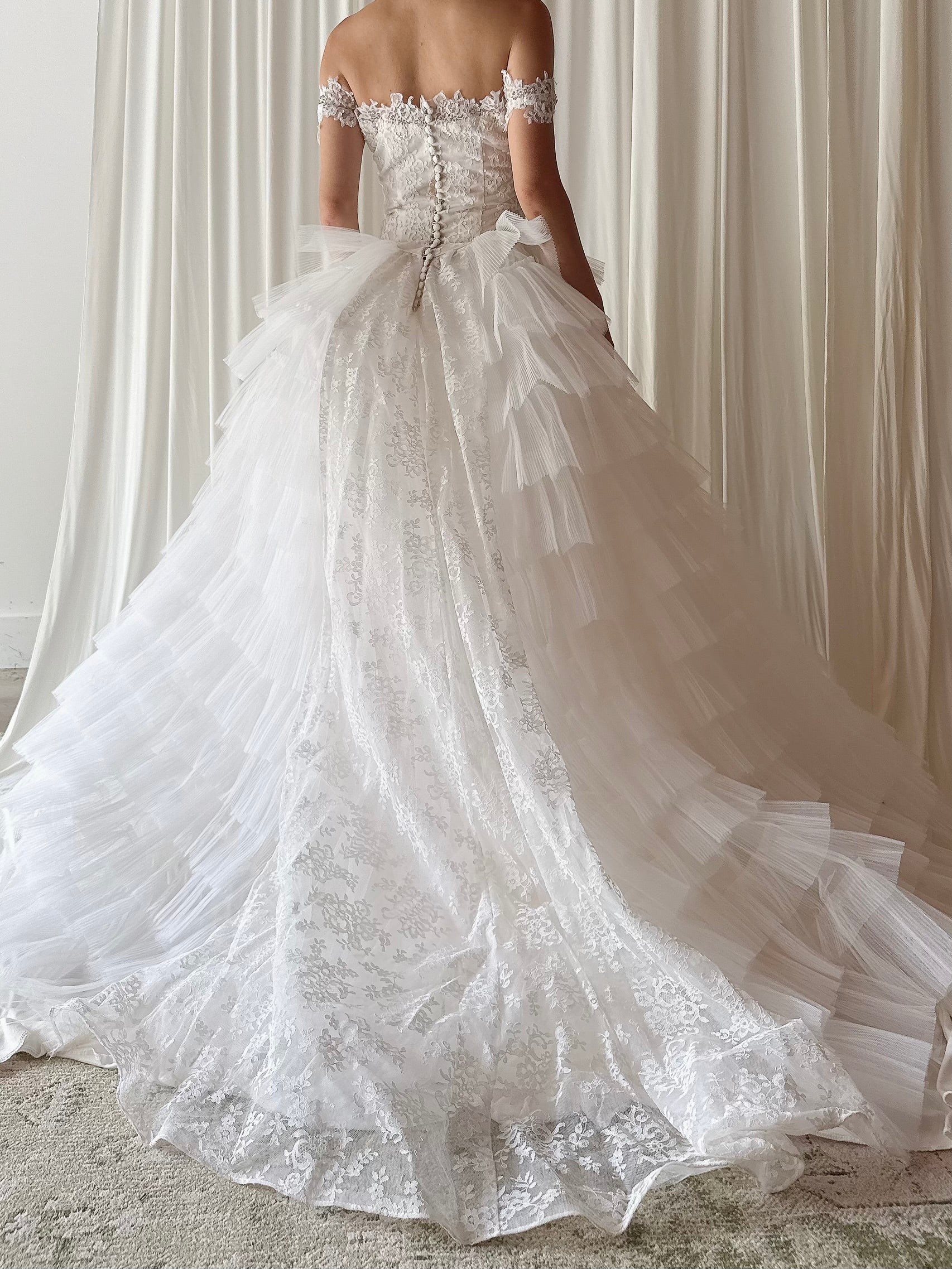 1950s Lace and Tulle Gown - S