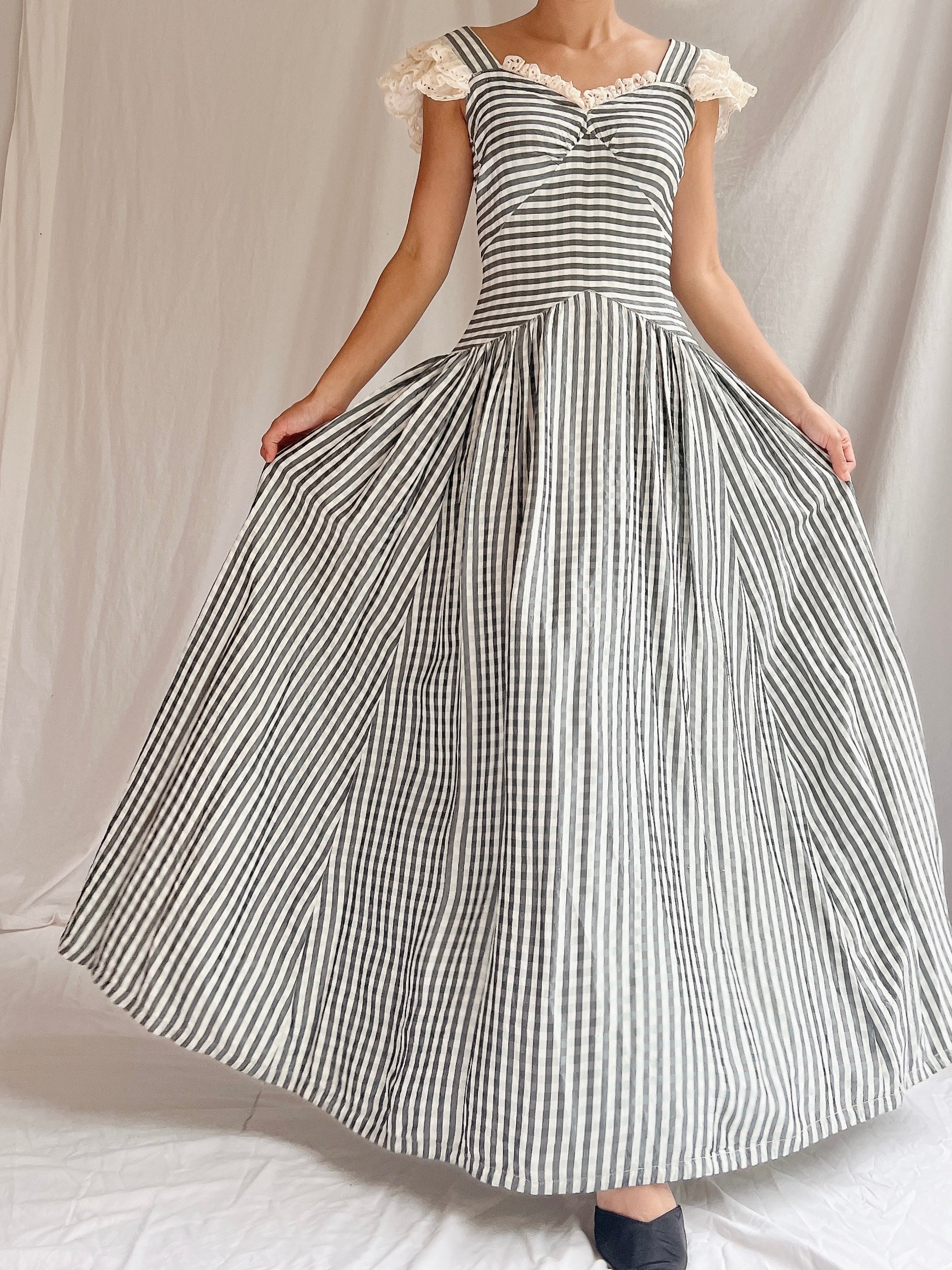 1930s Checkered Taffeta Gown - XS