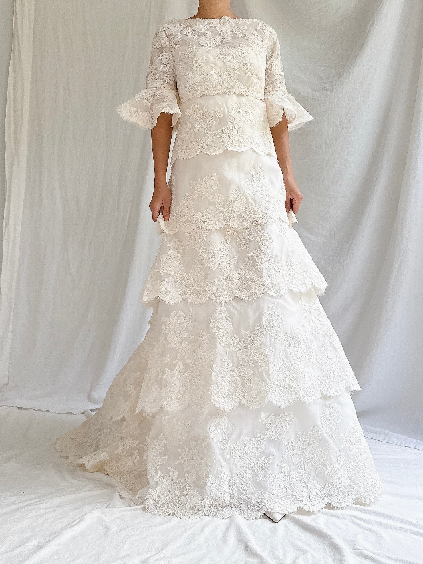 1960s Silk Organza & Lace Gown - M