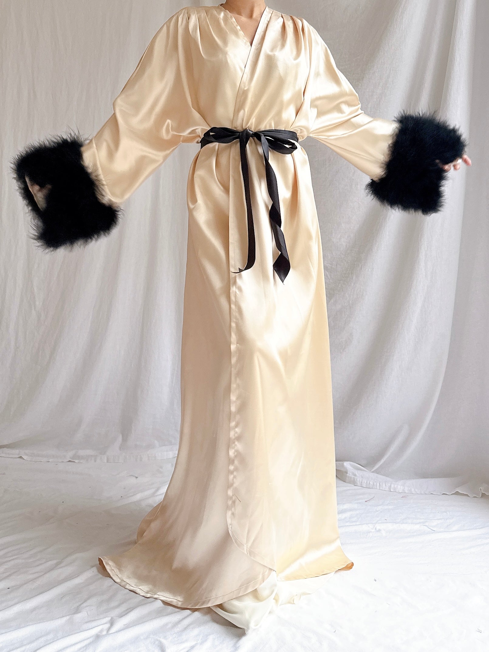 Vintage Marabou Trimmed Duster - OSFM