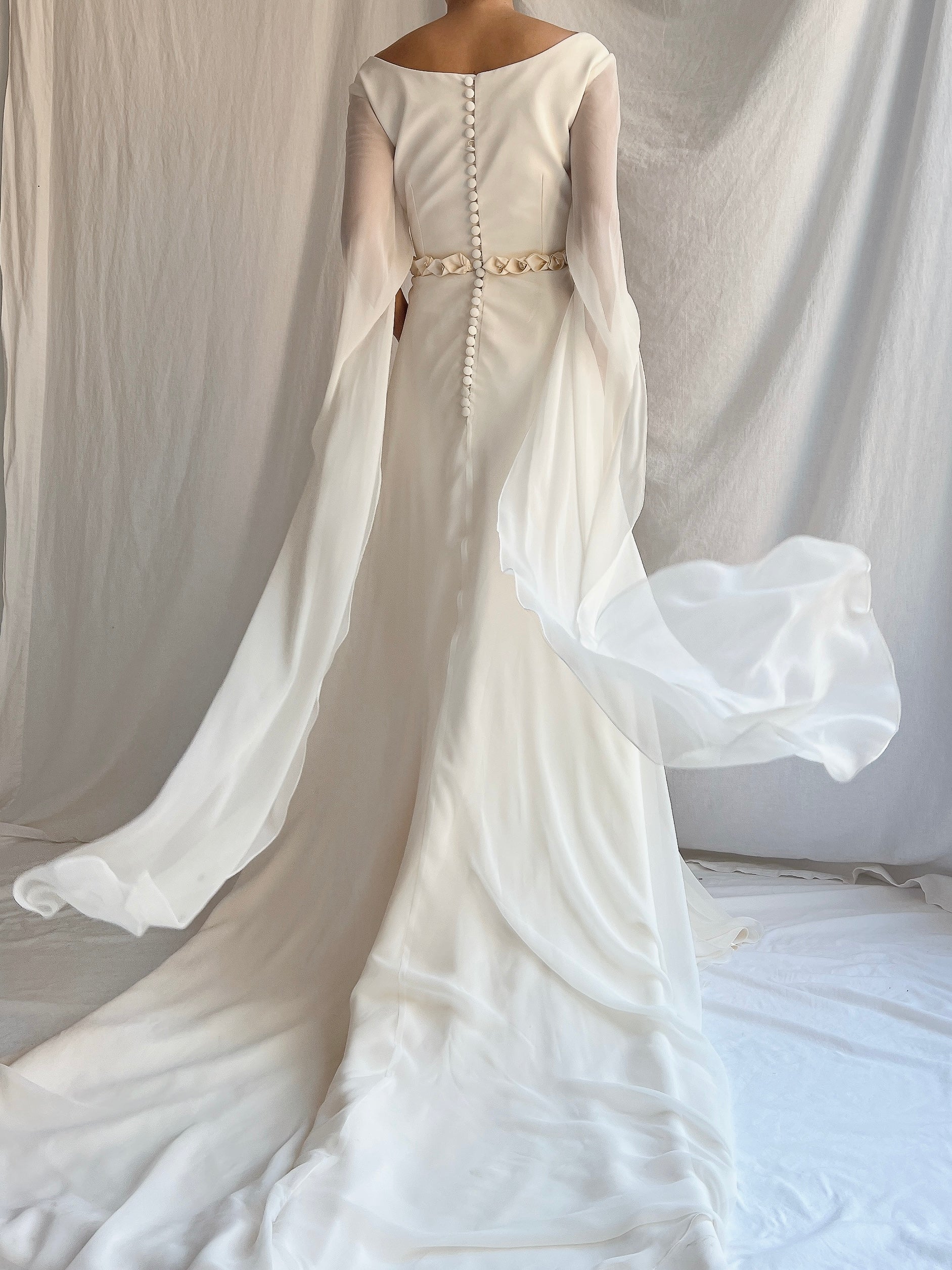 1990s Pronovias Chiffon Gown - S/M