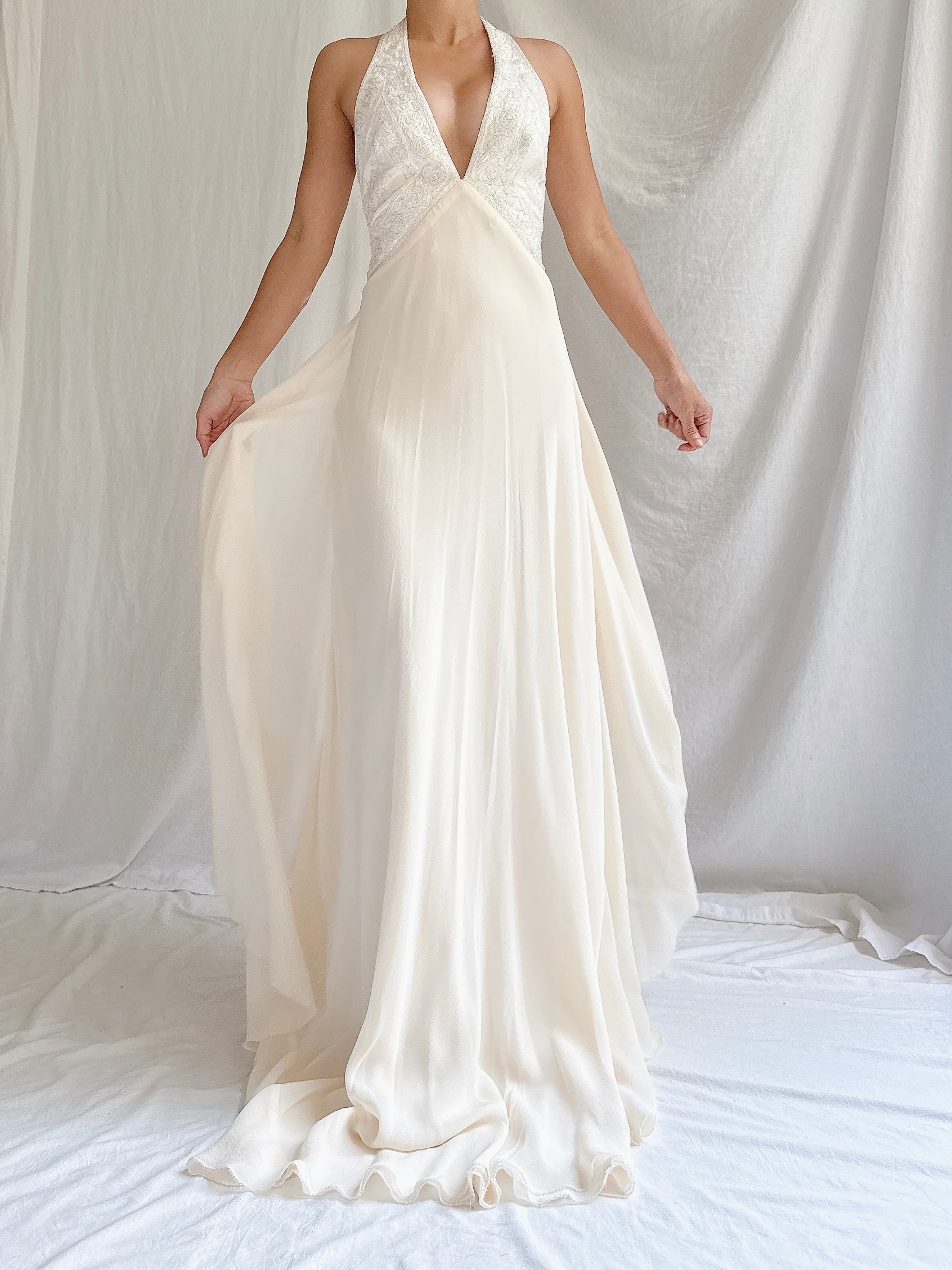 00 Silk Halter Embellished Gown - XS/2/4