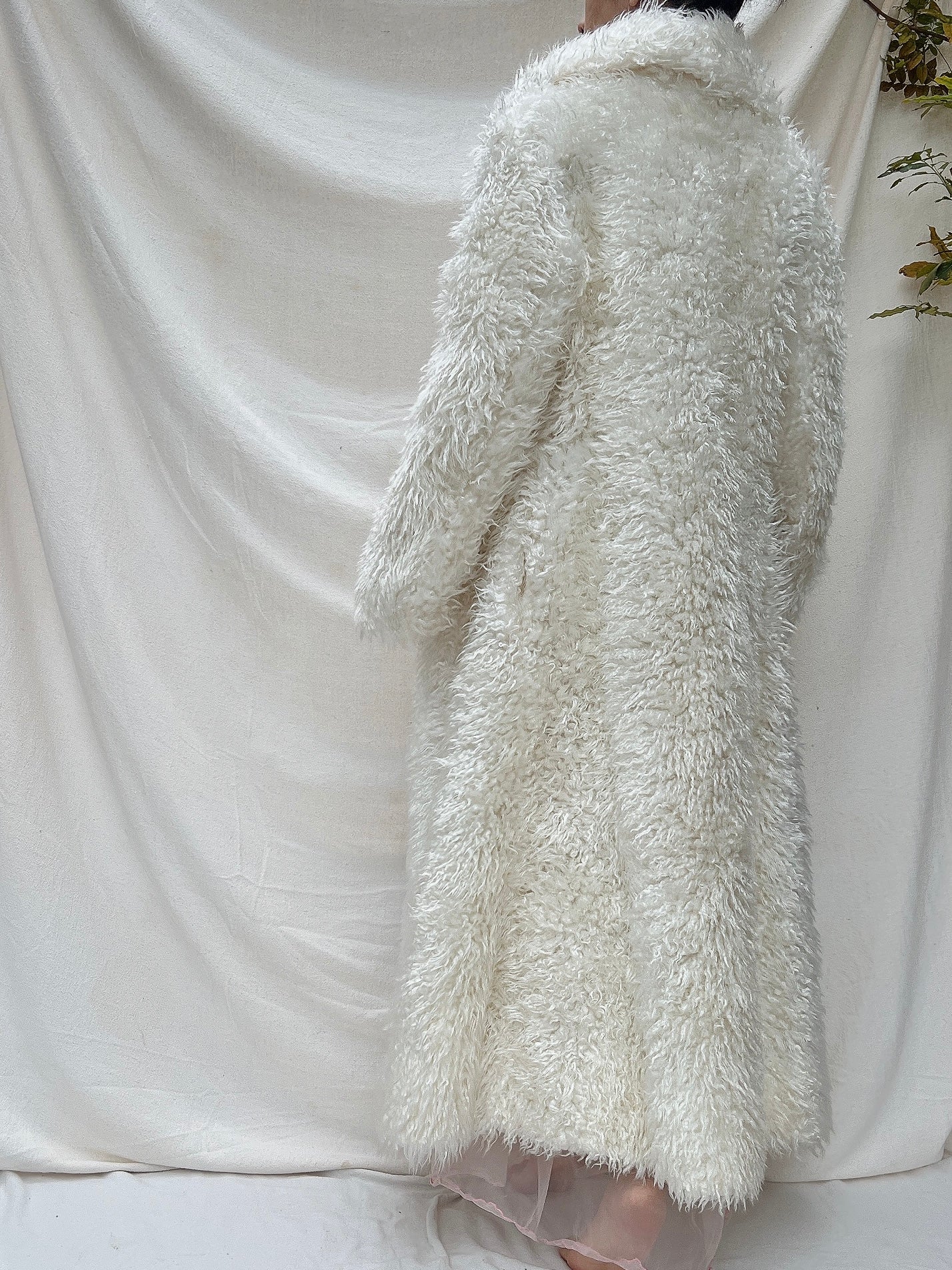 Vintage Ivory Shaggy Coat - M