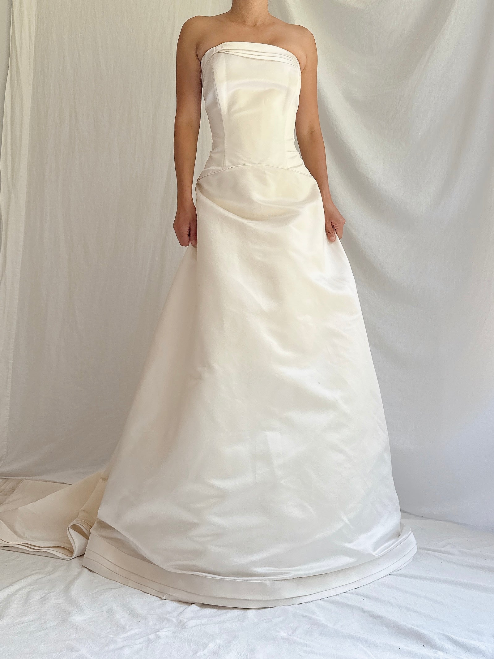 Vintage Silk Satin Strapless Gown - M