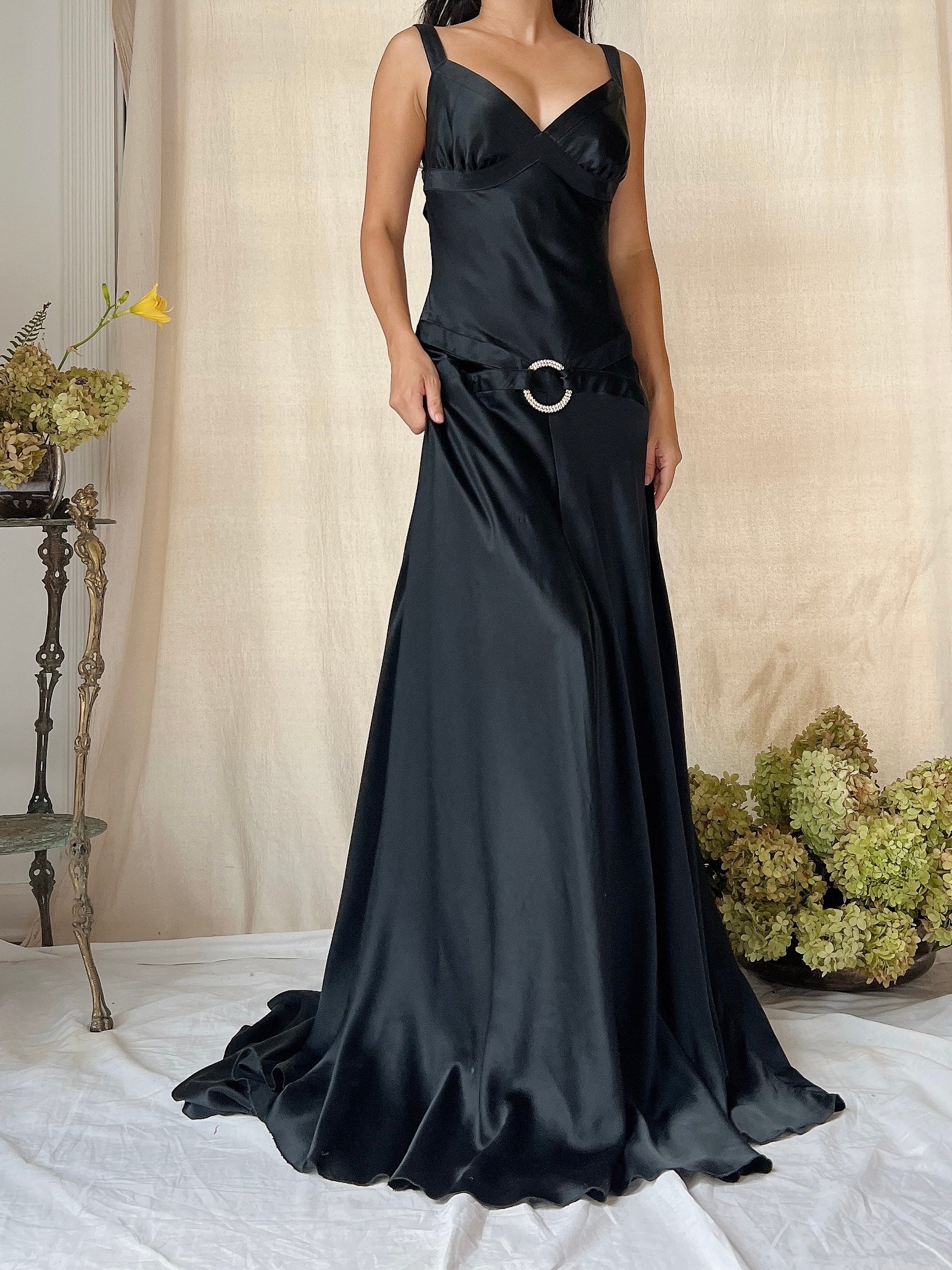 Vintage Black Silk Bias Cut Gown - S | G O S S A M E R Vintage Black Silk Bias Cut Gown - S | G O S S A M E R