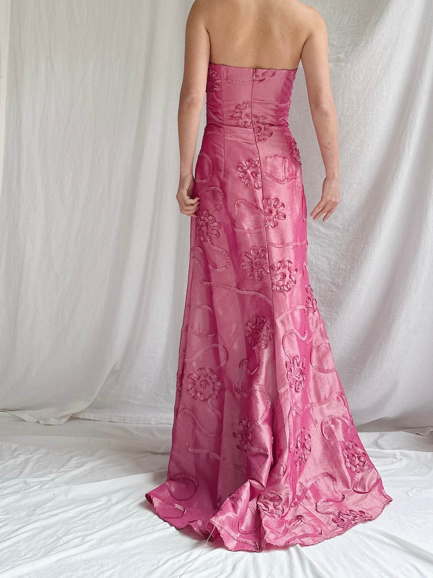 Vintage Taffeta Strapless Gown - S